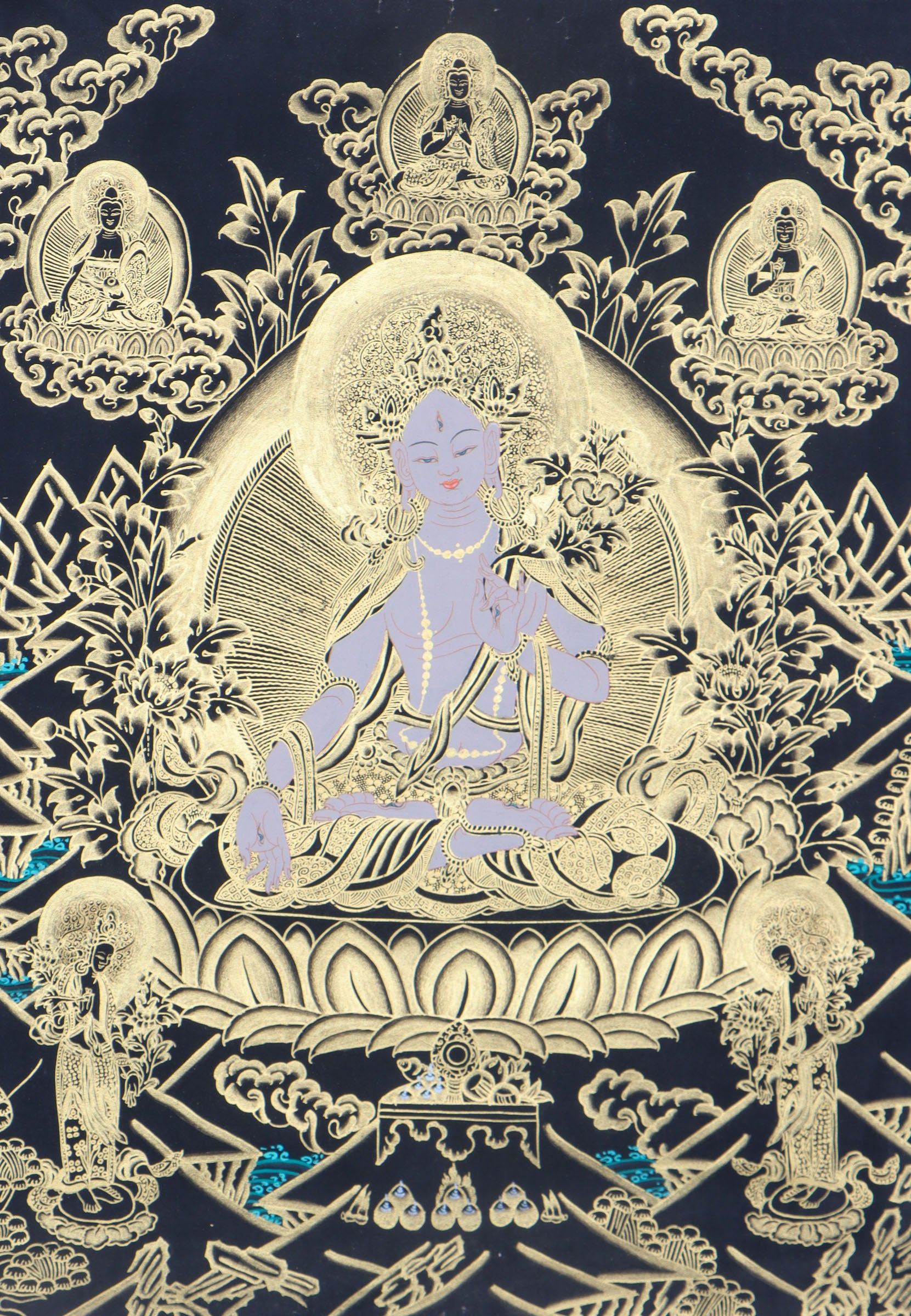 White Tara Thangka Painting for meditation.