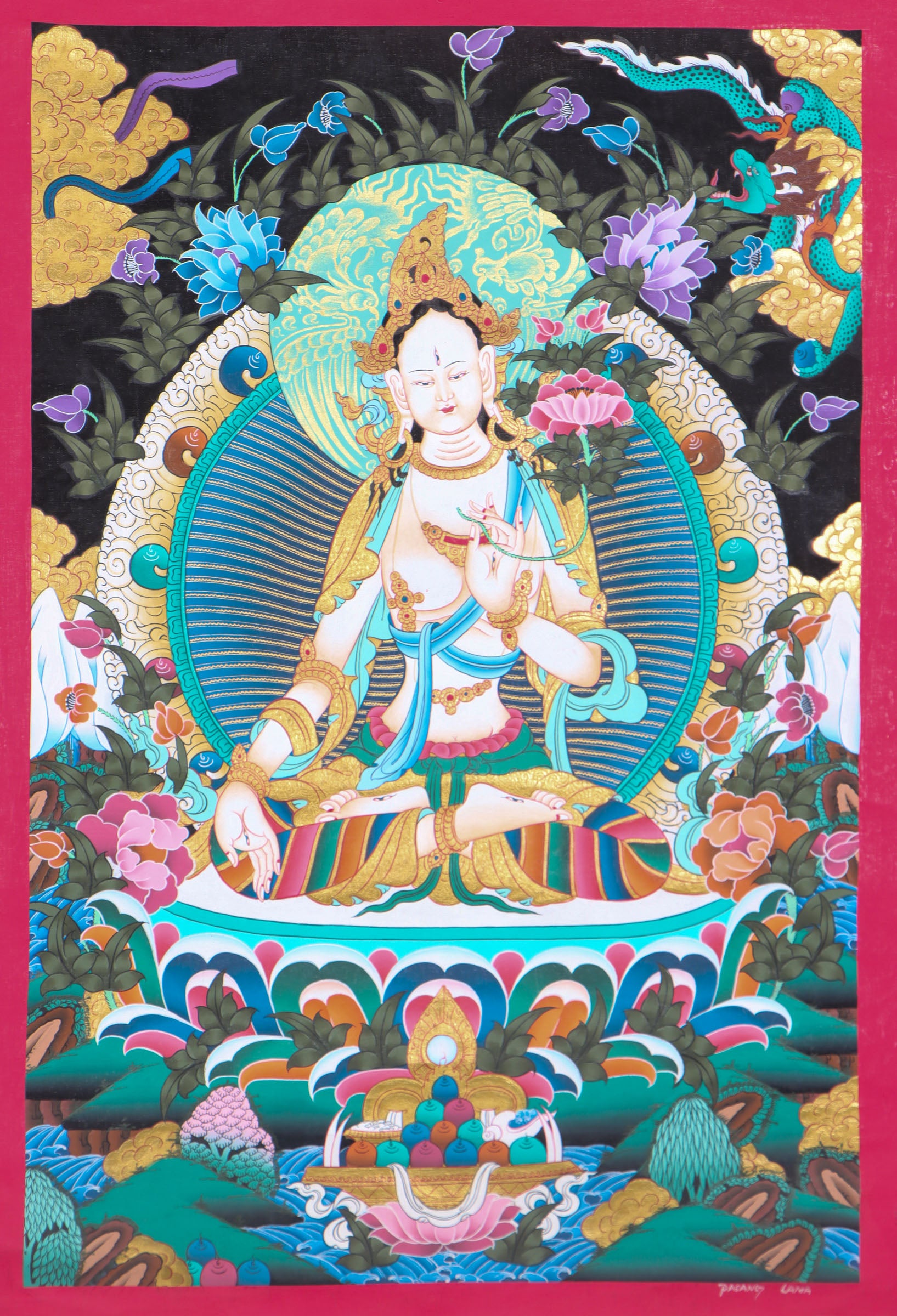 White Tara Thangka Painting for meditation.