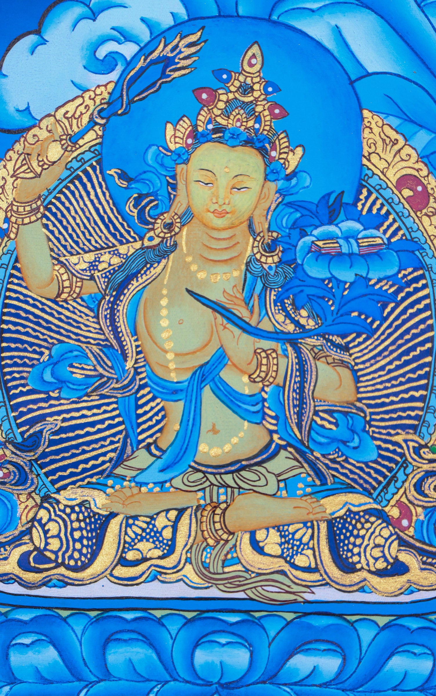 White Tara Thangka Painting for prayer and devotion.
