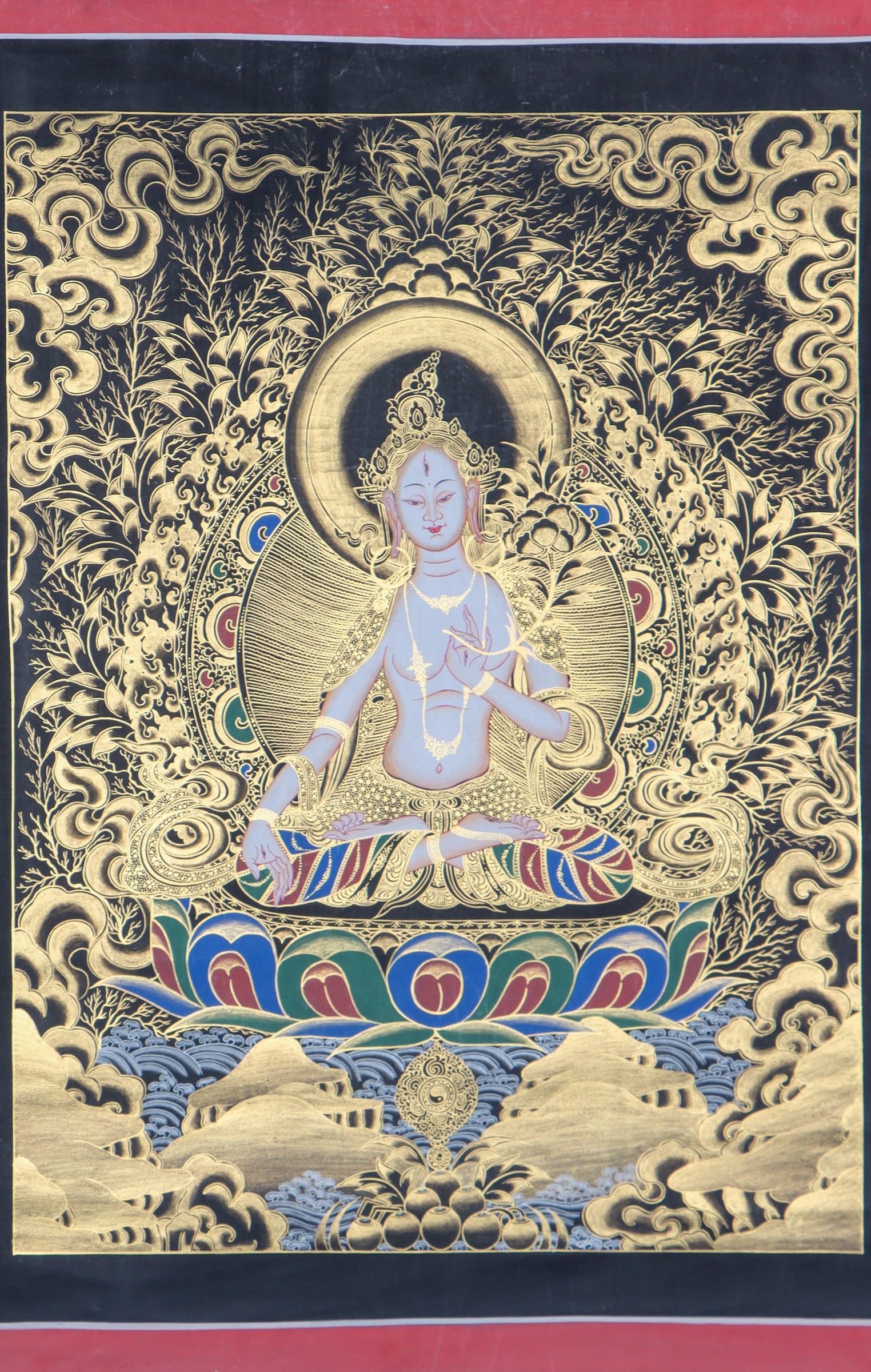 White Tara Thangka Painting for wisdom and compassion.