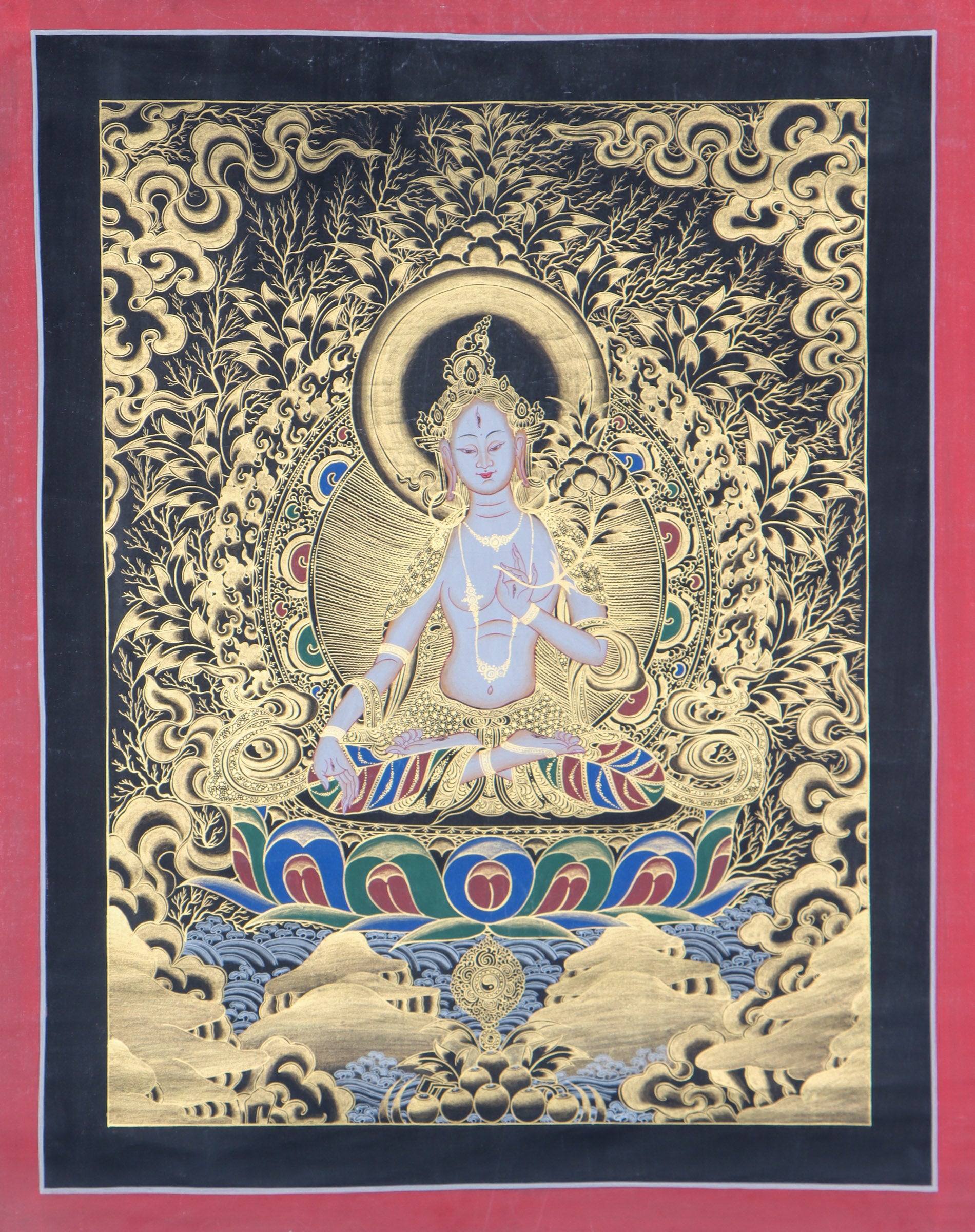 White Tara Thangka Painting for wisdom and compassion.
