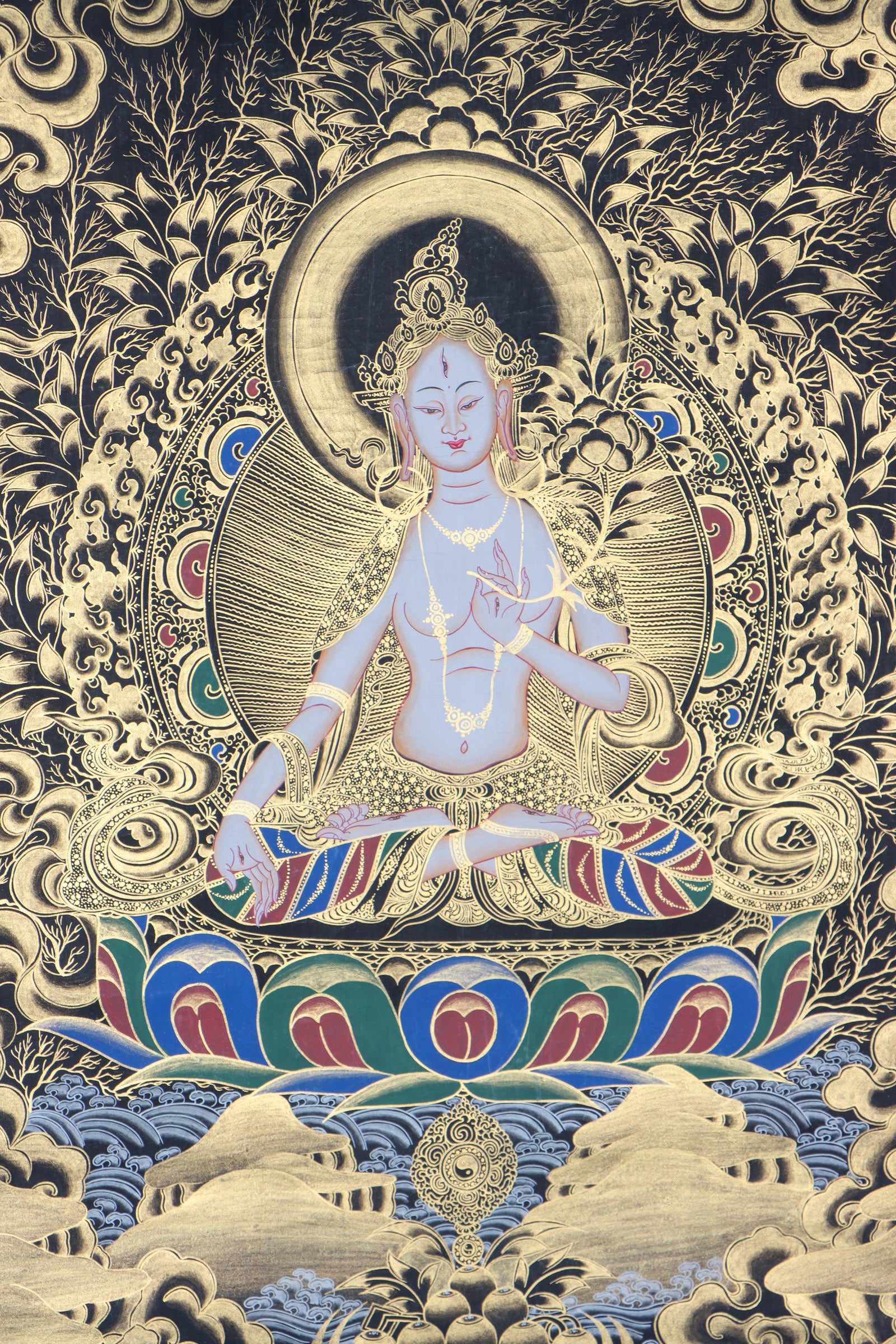 White Tara Thangka Painting for wisdom and compassion.
