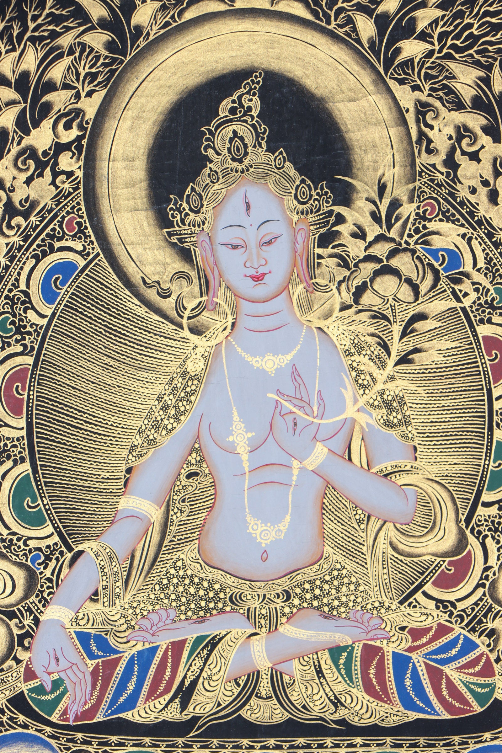 White Tara Thangka Painting for wisdom and compassion.