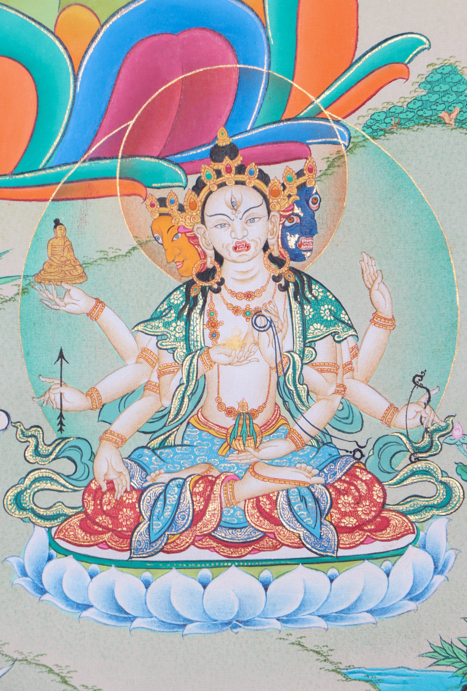 White Tara Thangka for prayer and devotion.