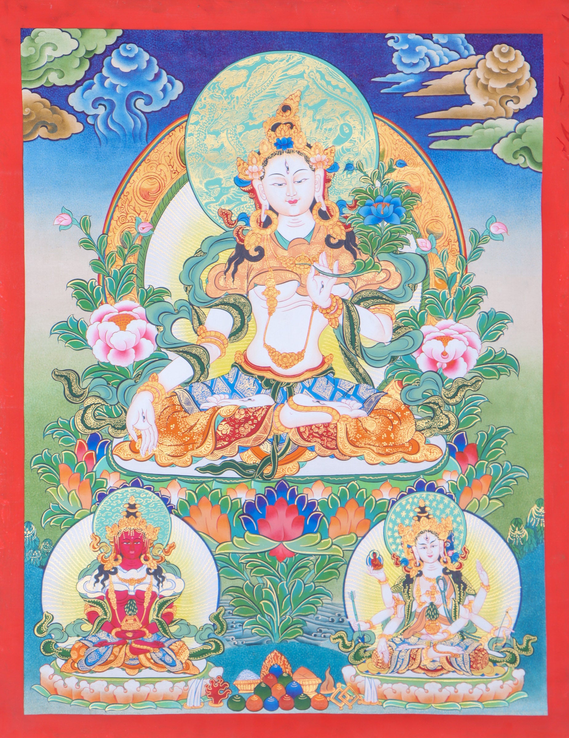 White Tara Thangka for wall decor.