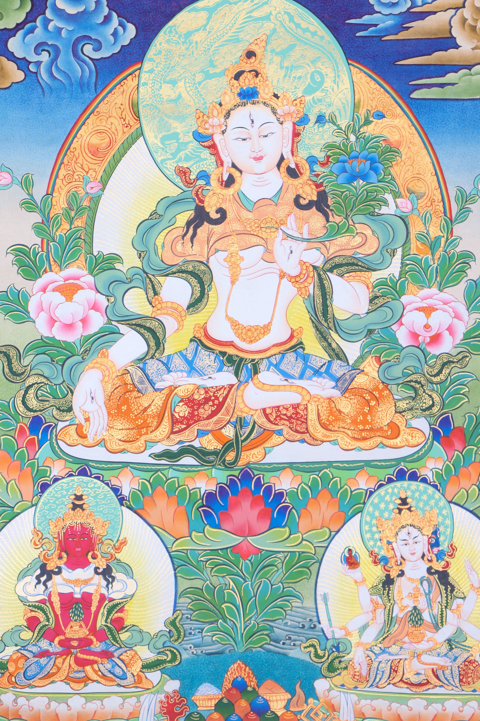 White Tara Thangka for wall decor.