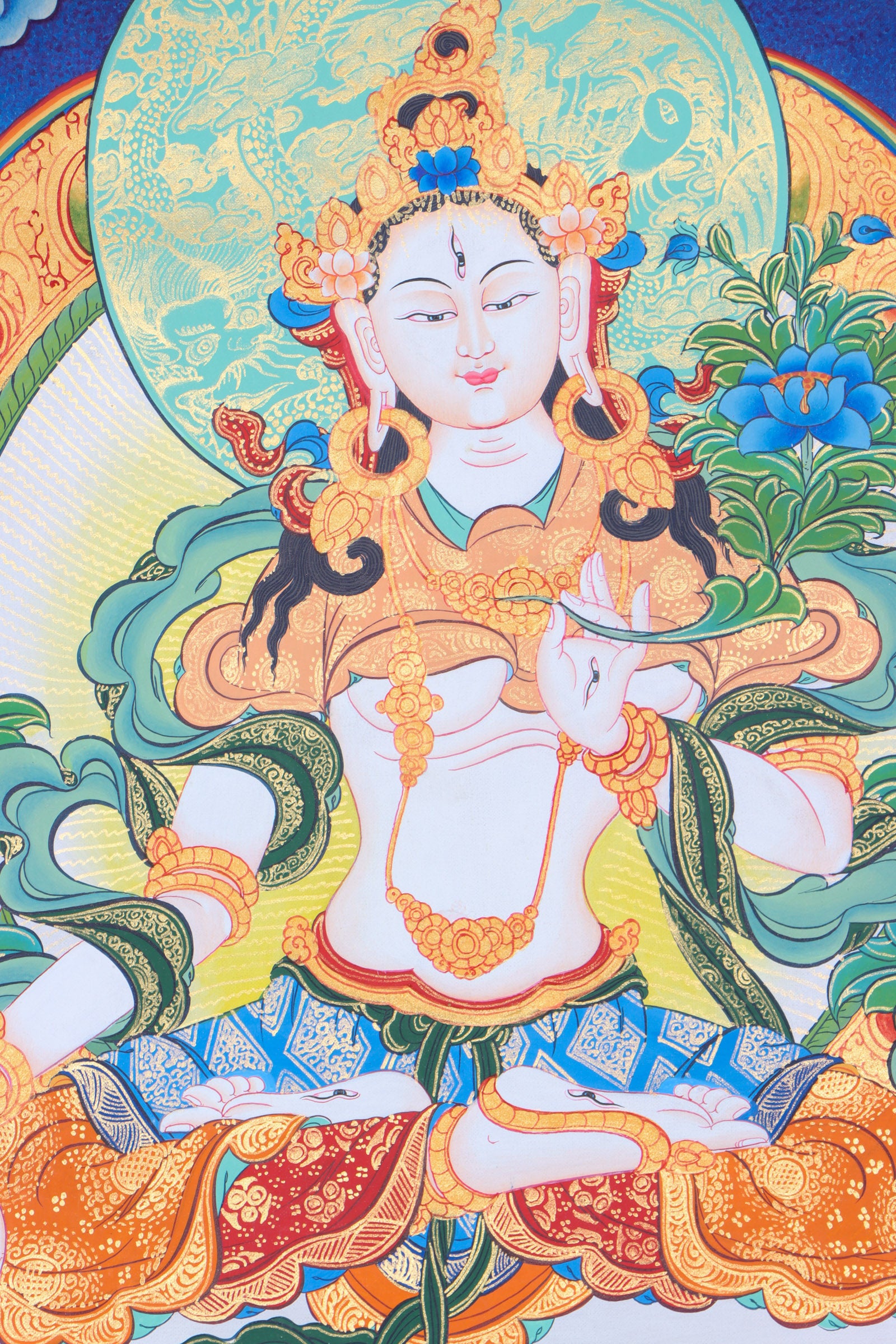 White Tara Thangka for wall decor.