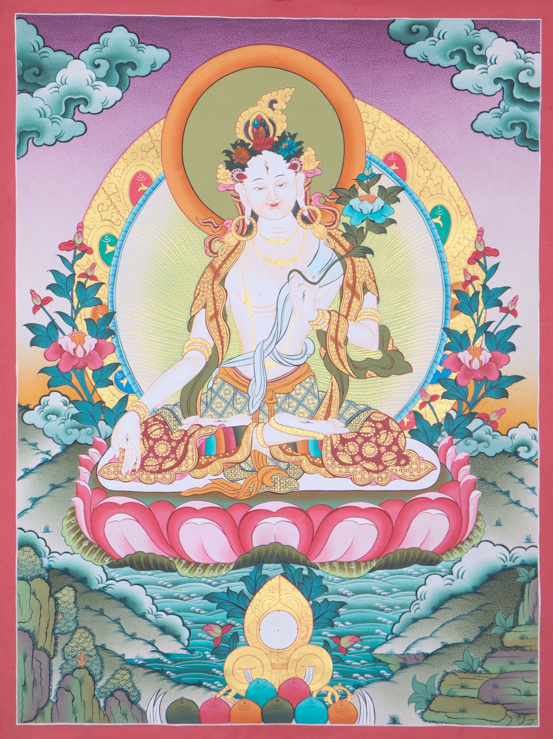 White Tara Thangka for meditation and devotion.