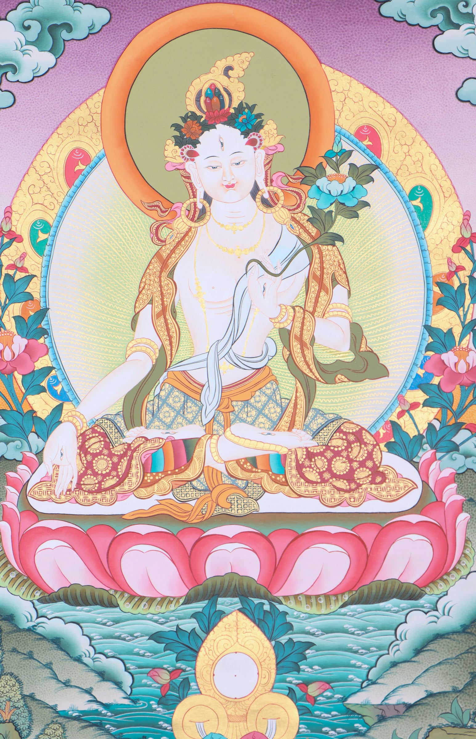 White Tara Thangka for meditation and devotion.