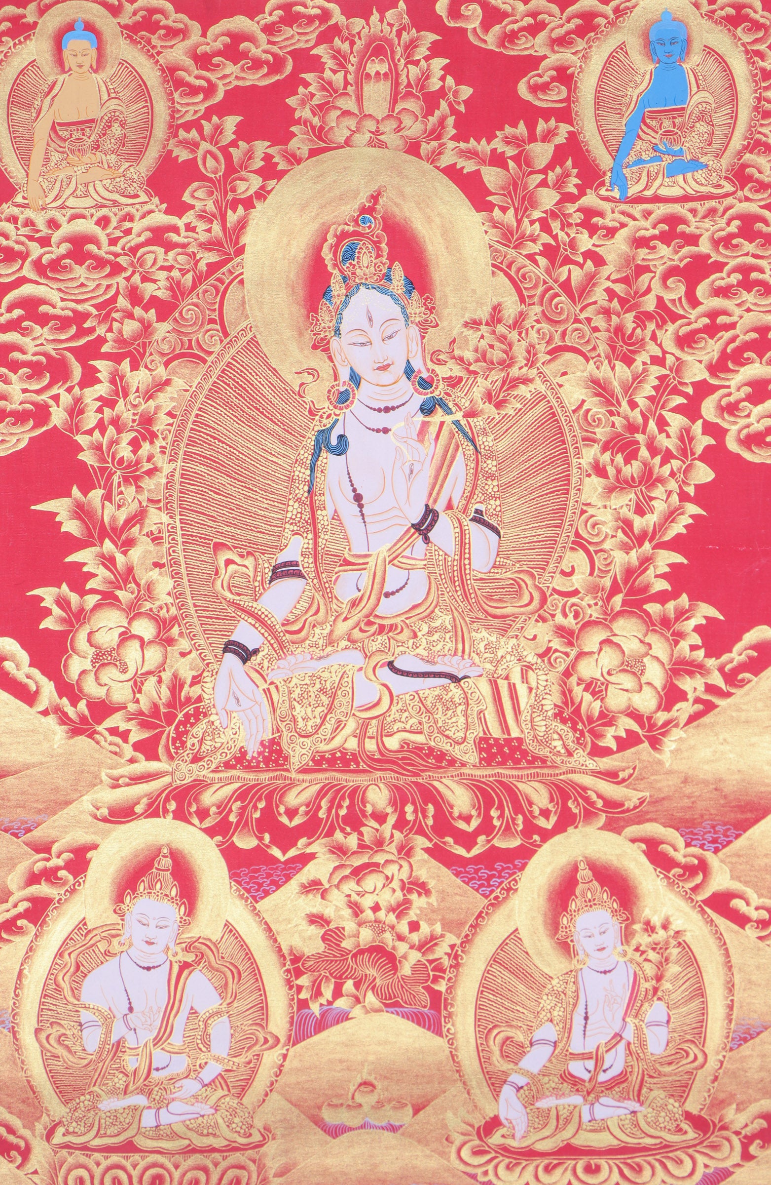 White Tara Thangka Painting for meditation.