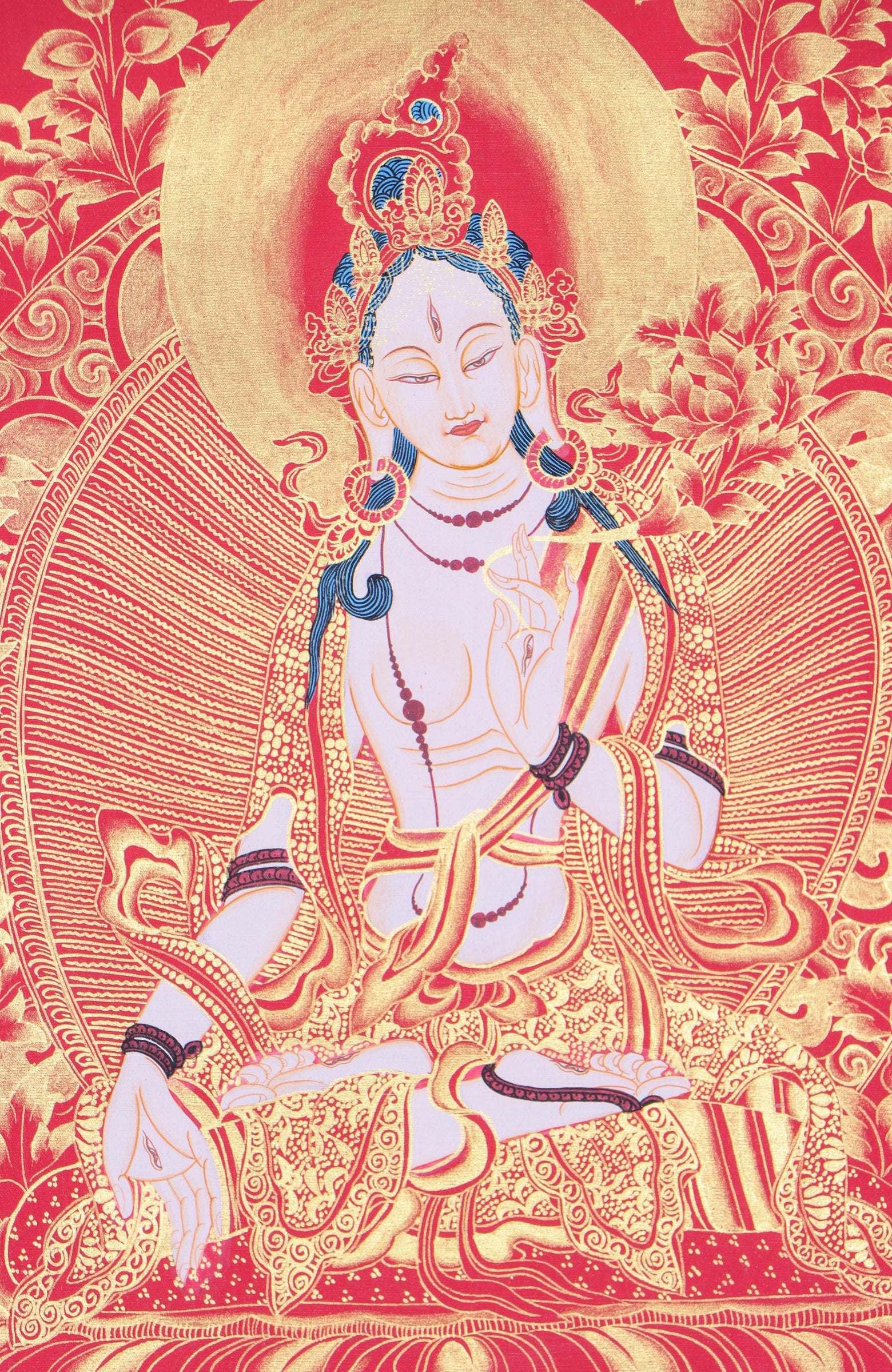 White Tara Thangka Painting for meditation.