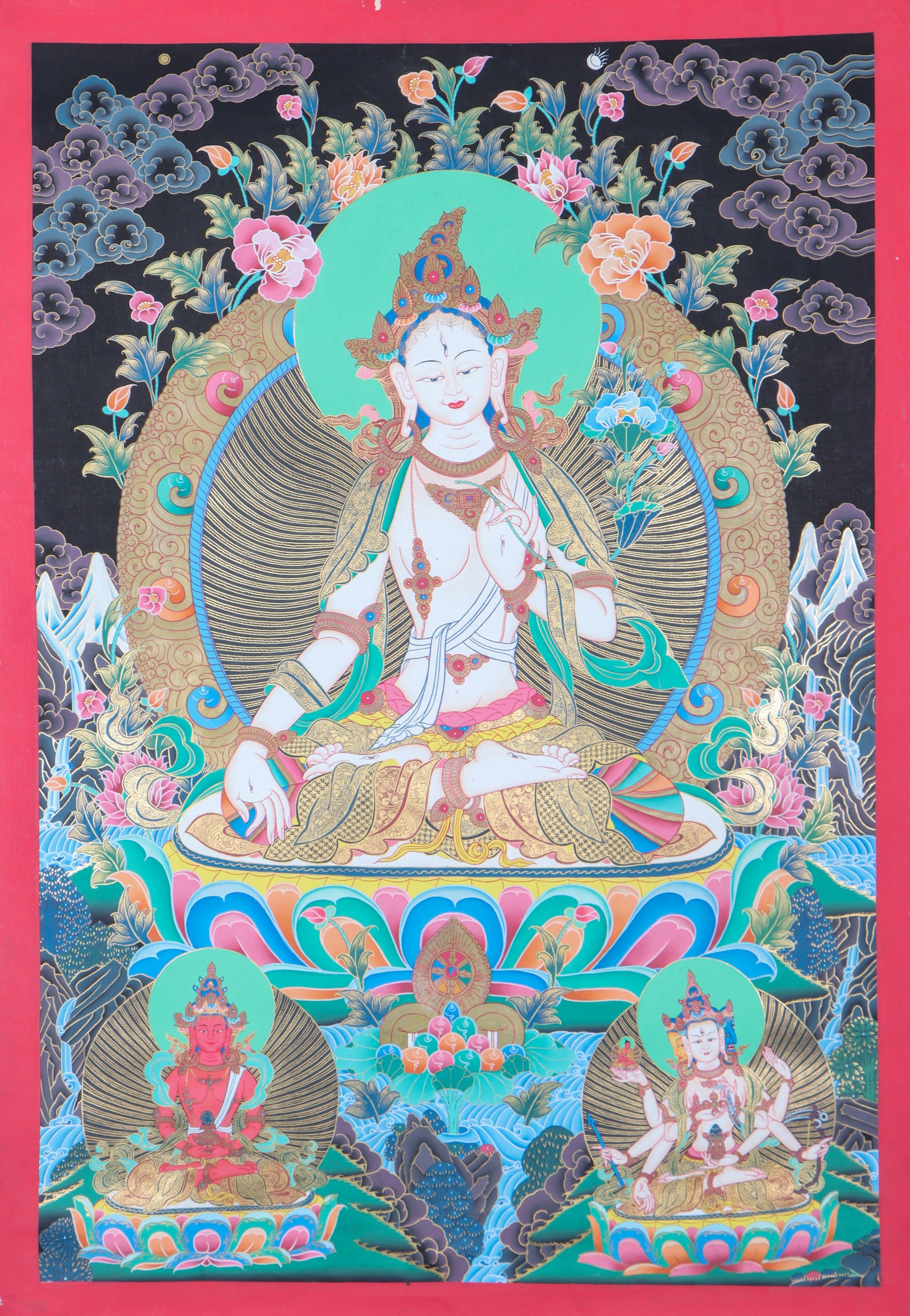 White Tara Thangka for wall decor.