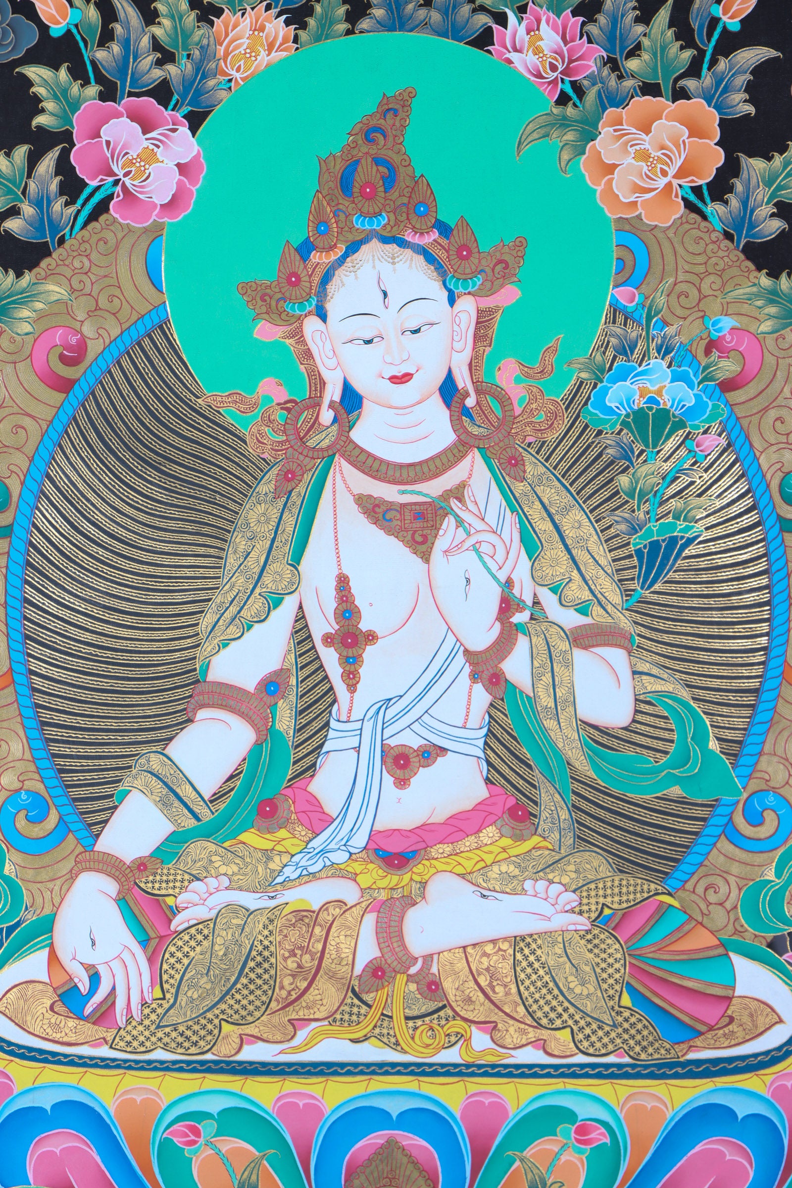 White Tara Thangka for wall decor.