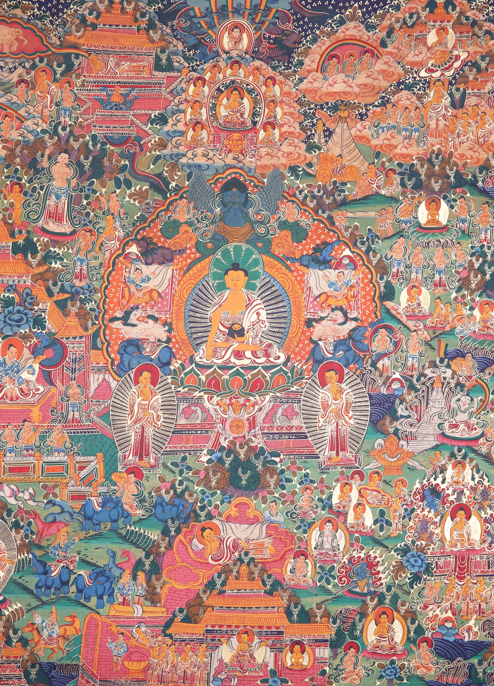 Buddha Life Thangka Painting for wall decor.