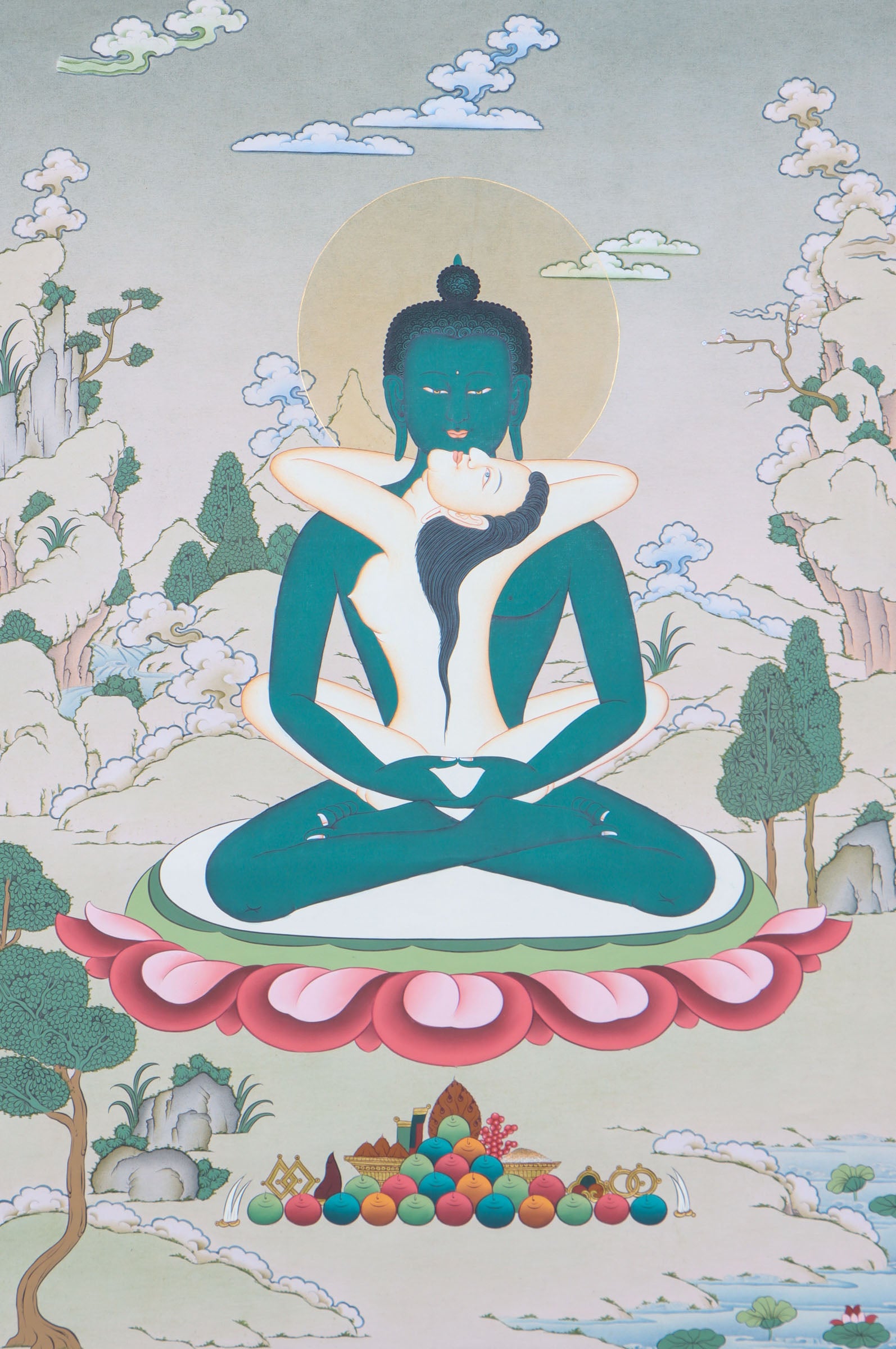 Buddha Shakti Thangka Painting for wall decor.