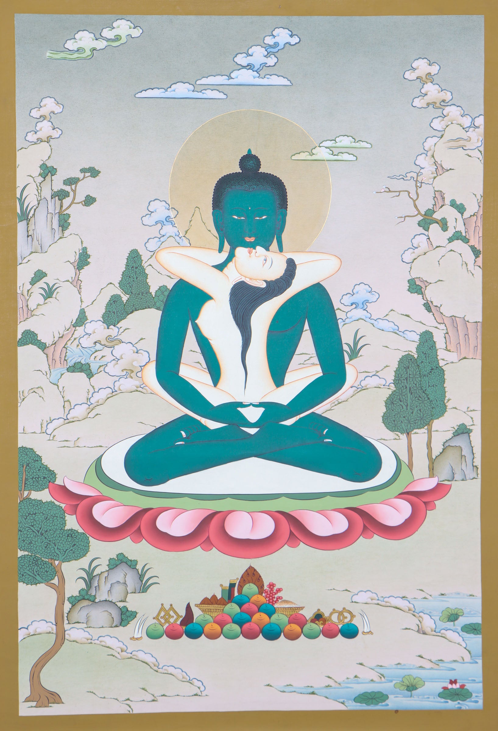 Buddha Shakti Thangka Painting for wall decor.