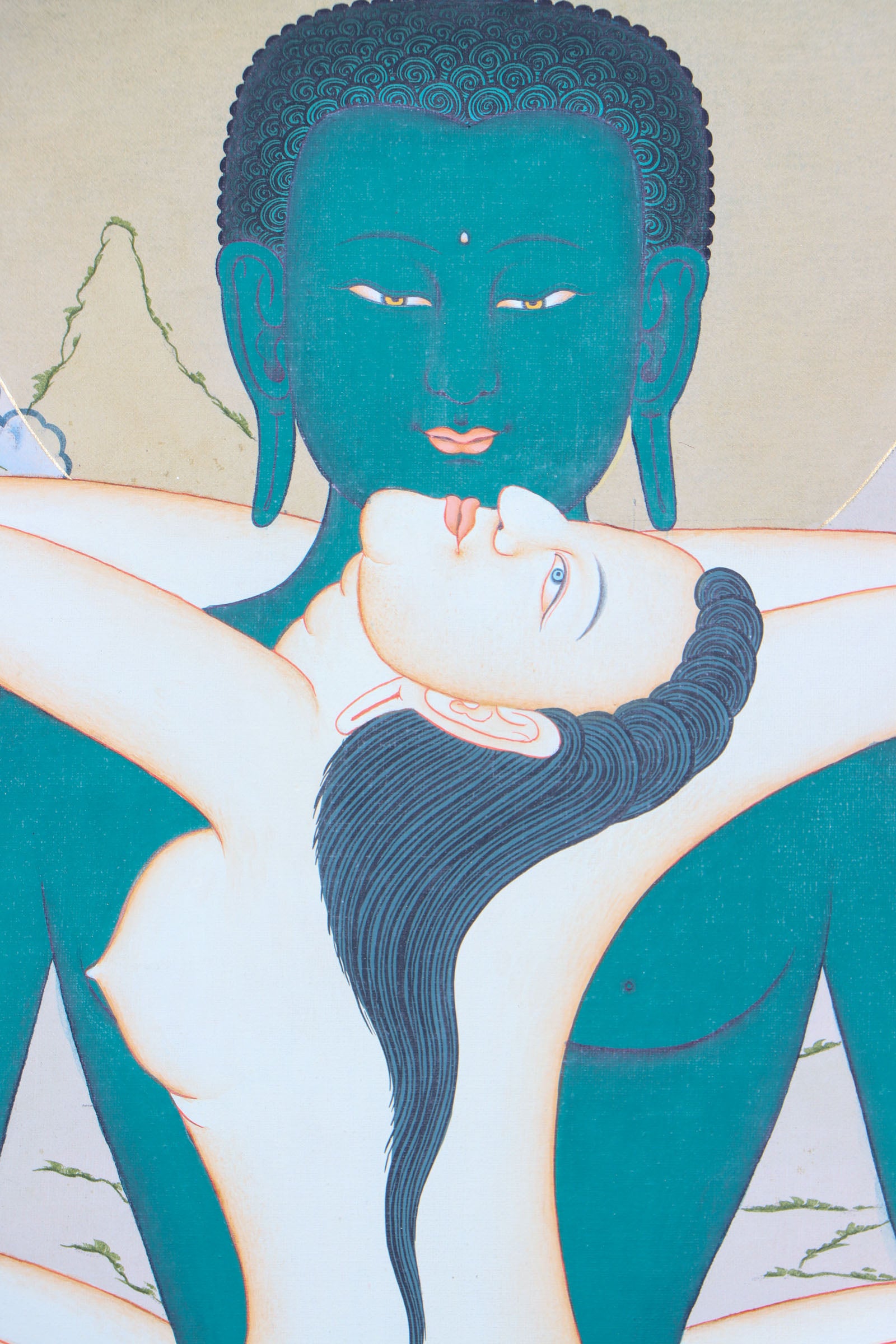 Buddha Shakti Thangka Painting for wall decor.