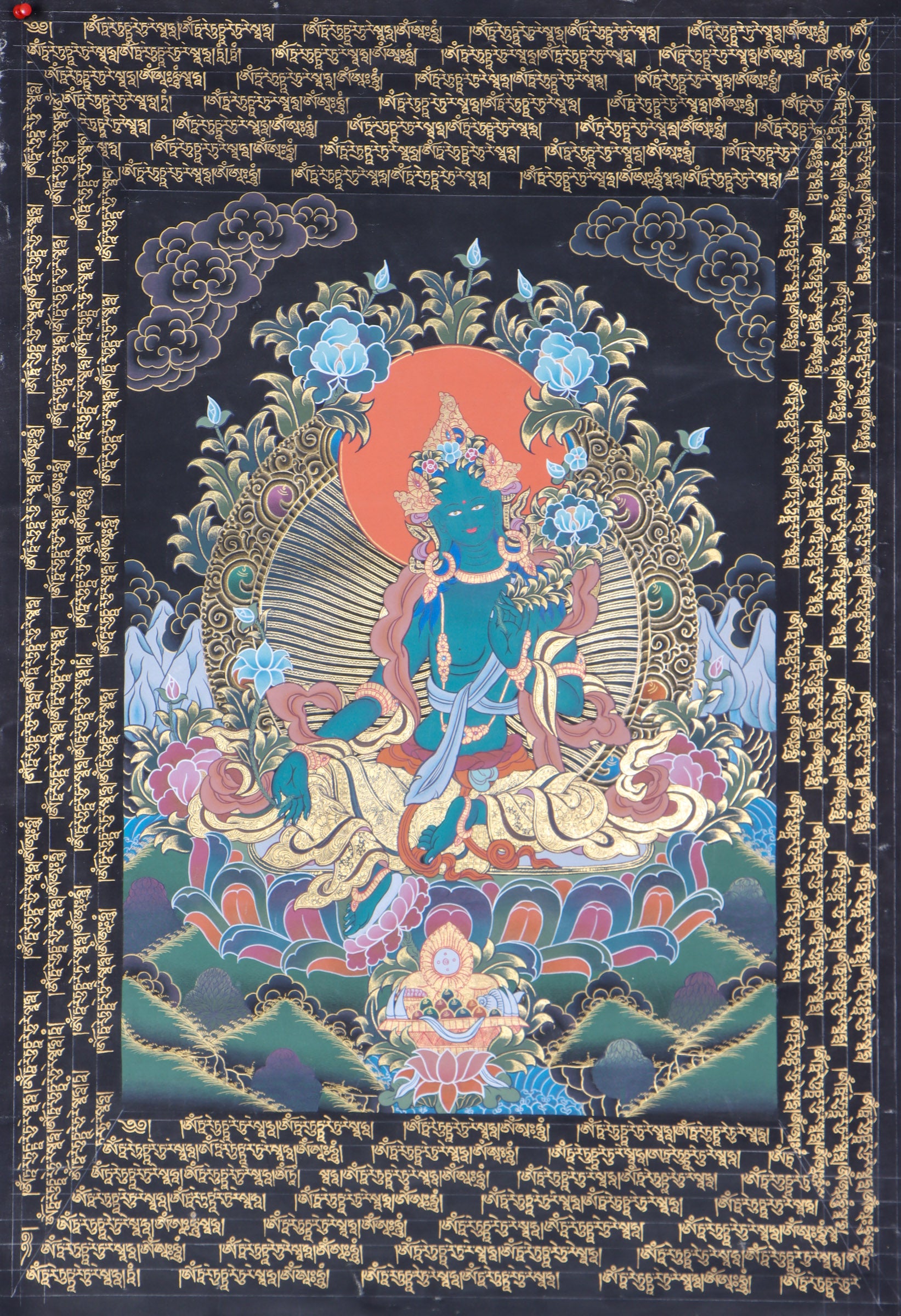 Green Tara Thangka for prayer and meditation.