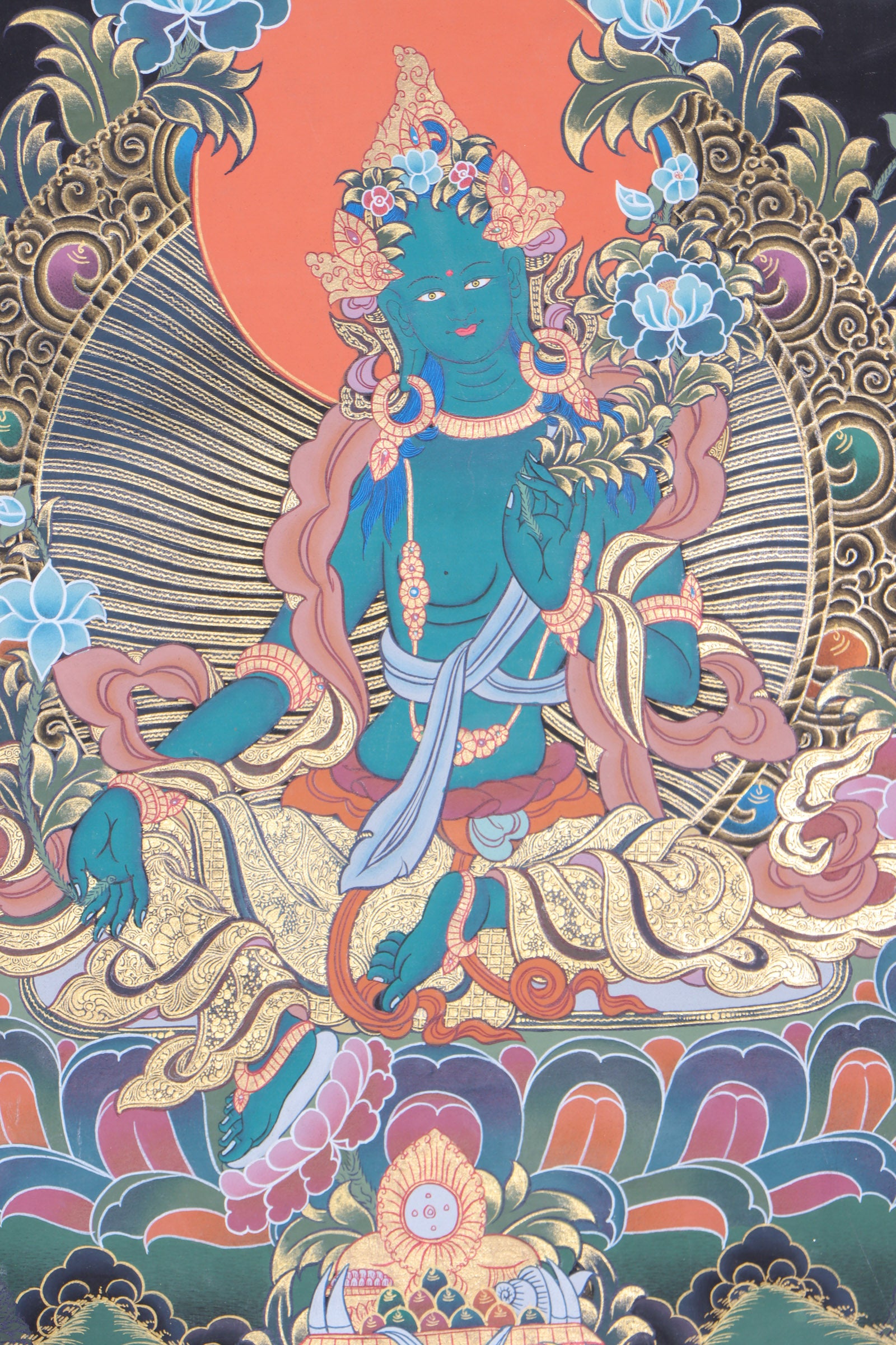 Green Tara Thangka for prayer and meditation.