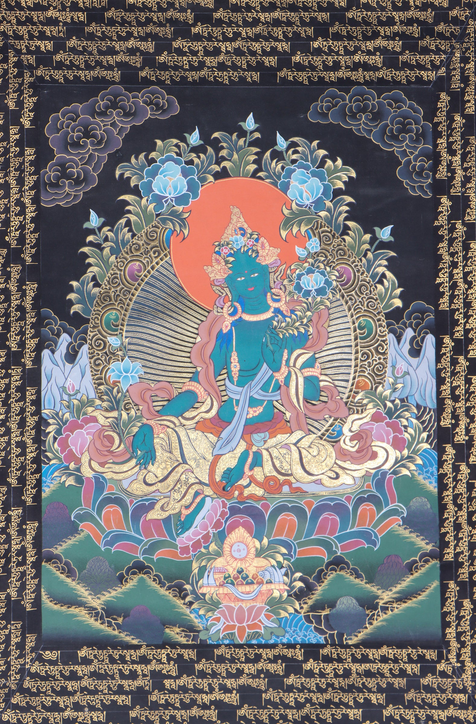 Green Tara Thangka for prayer and meditation.