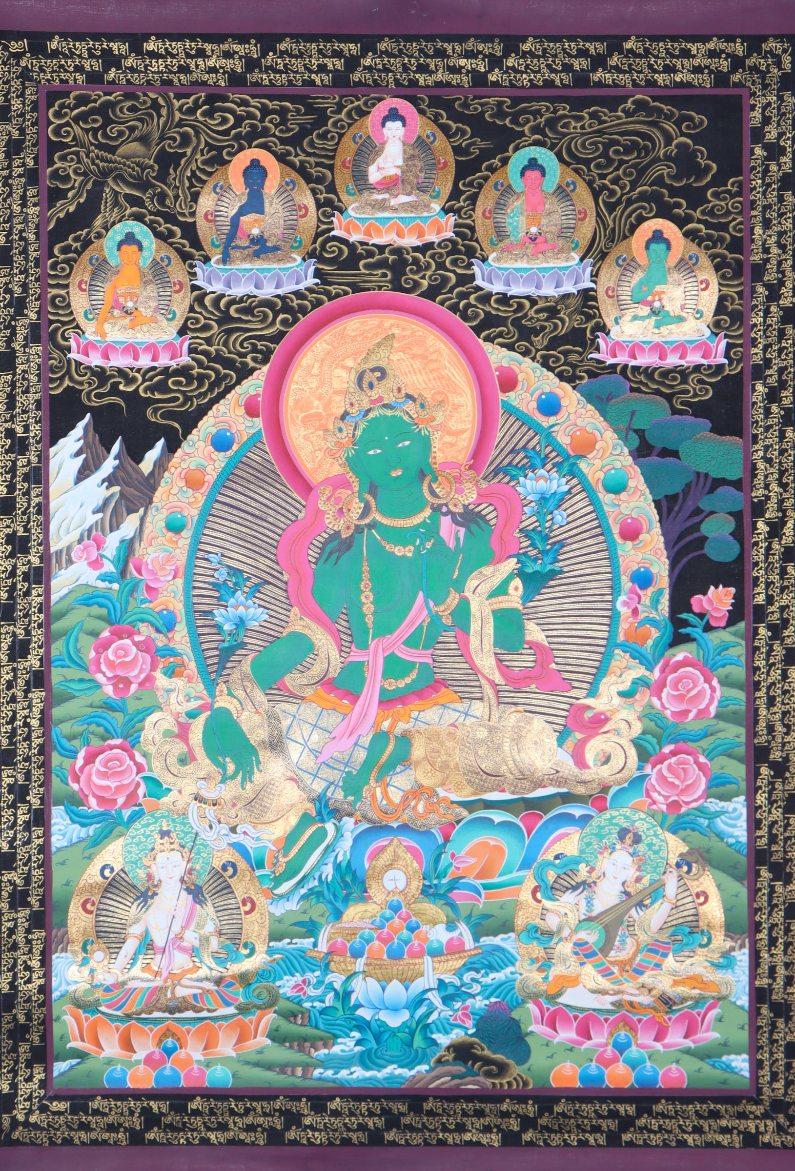 Green Tara Thangka for mediation and spiritual.
