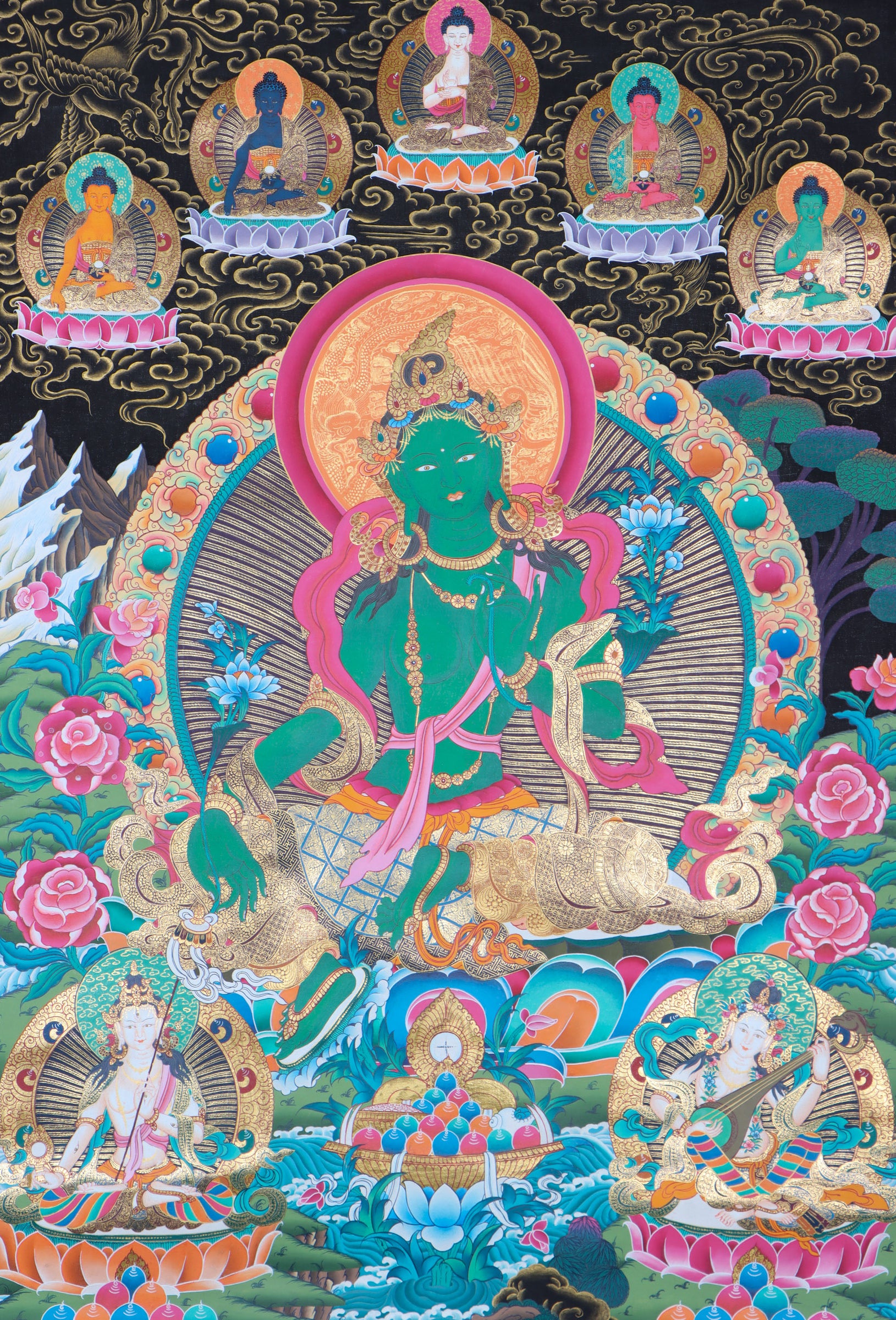 Green Tara Thangka for mediation and spiritual.