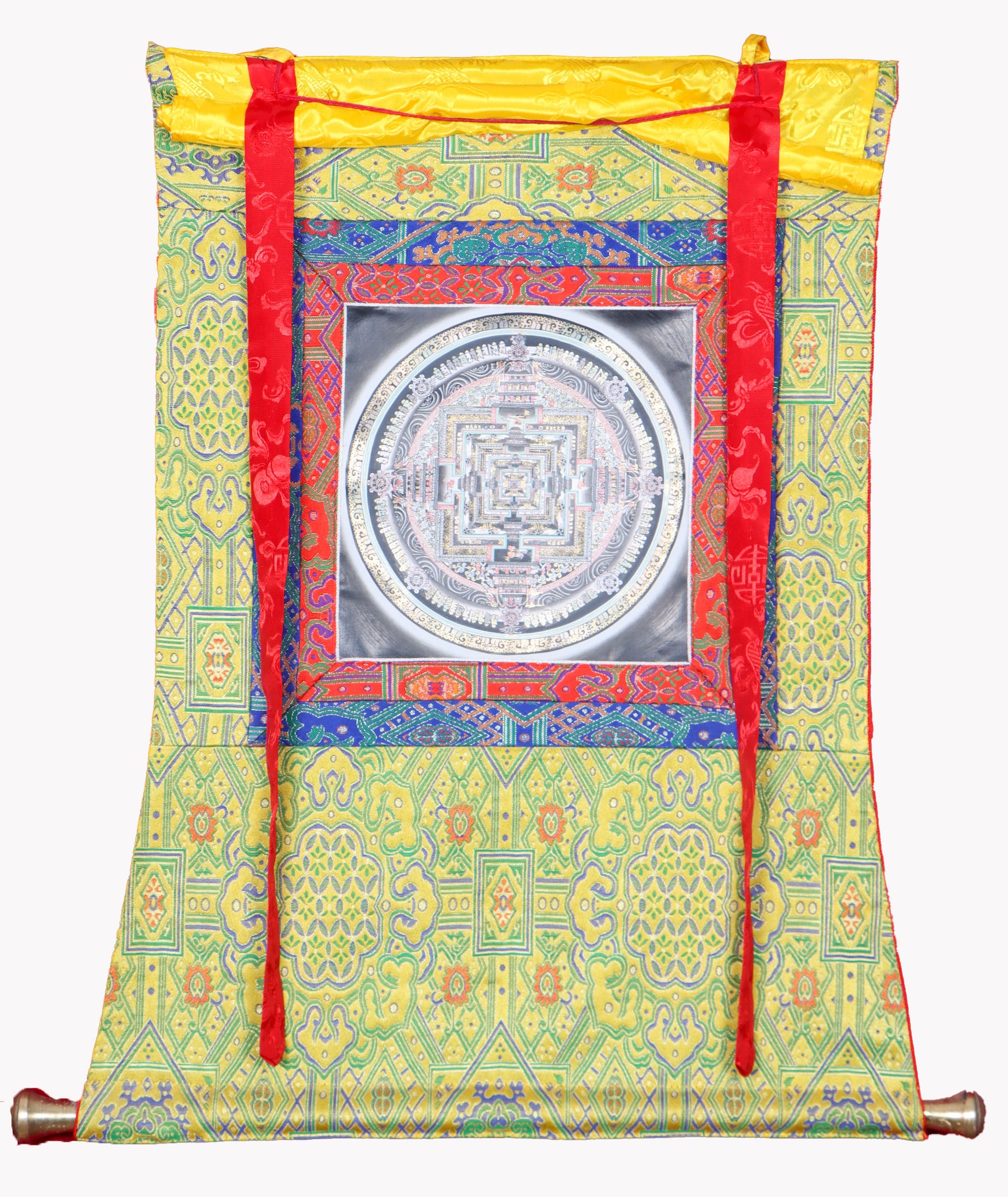 Kalachakra Mandala Brocade Thangka for meditation.