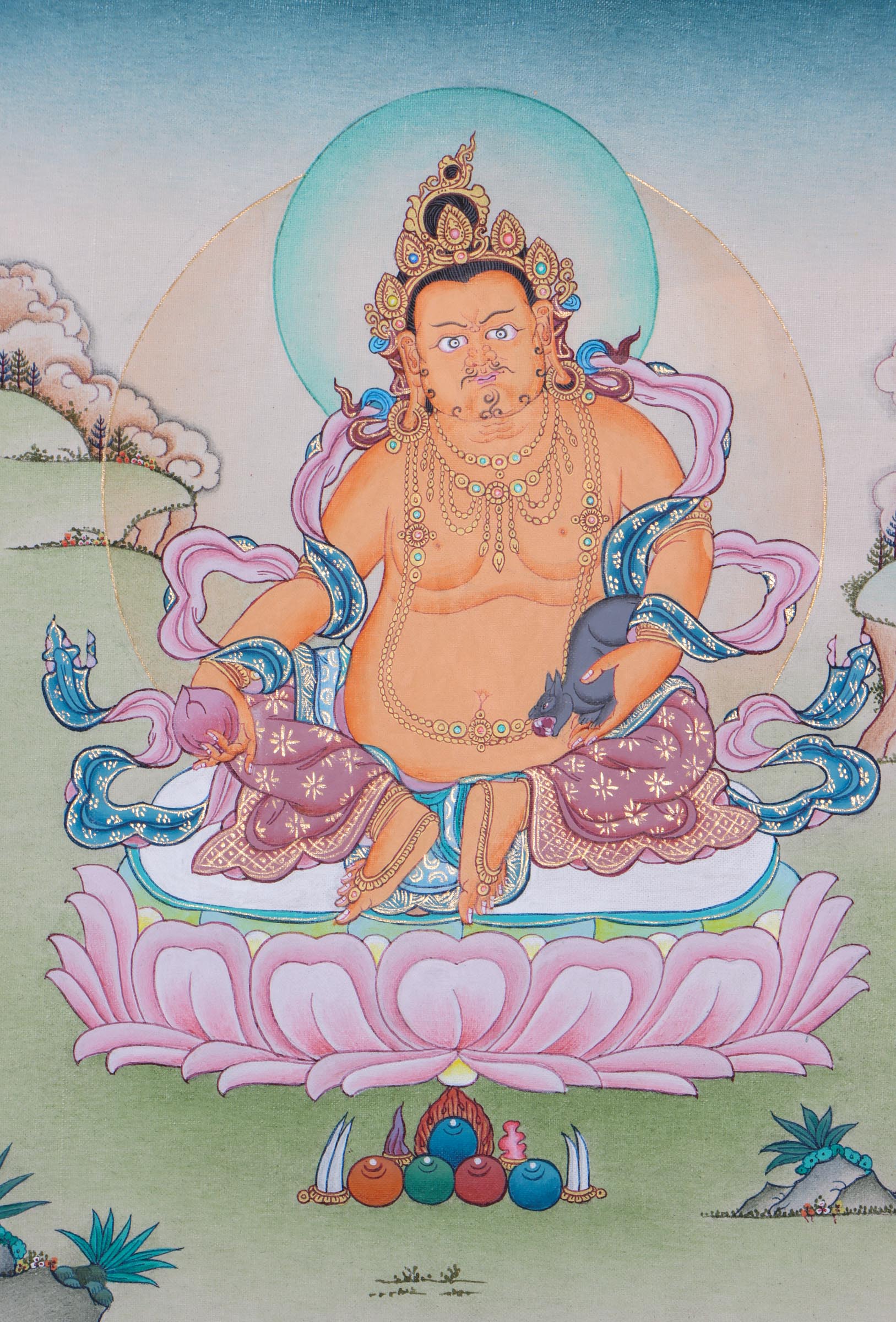Zambala Thangka Painting - Buddhism Thangka art for fortune and Abundance