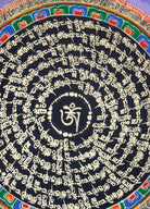 Handpainted Tibetan Lotus Mantra Mandala Thangka for meditation purpose .
