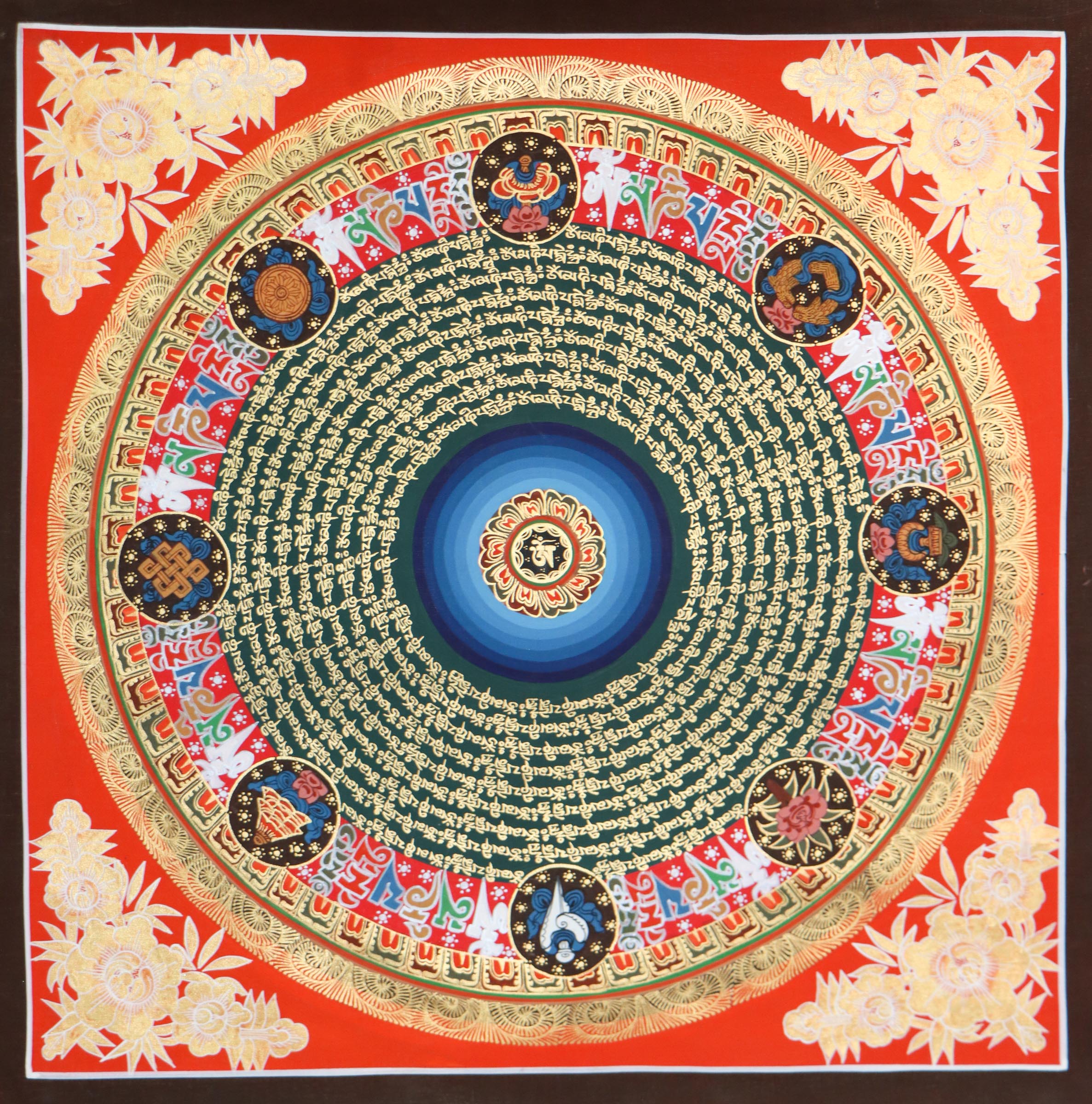 Beautiful Mantra Mandala Thangka for wall decor .