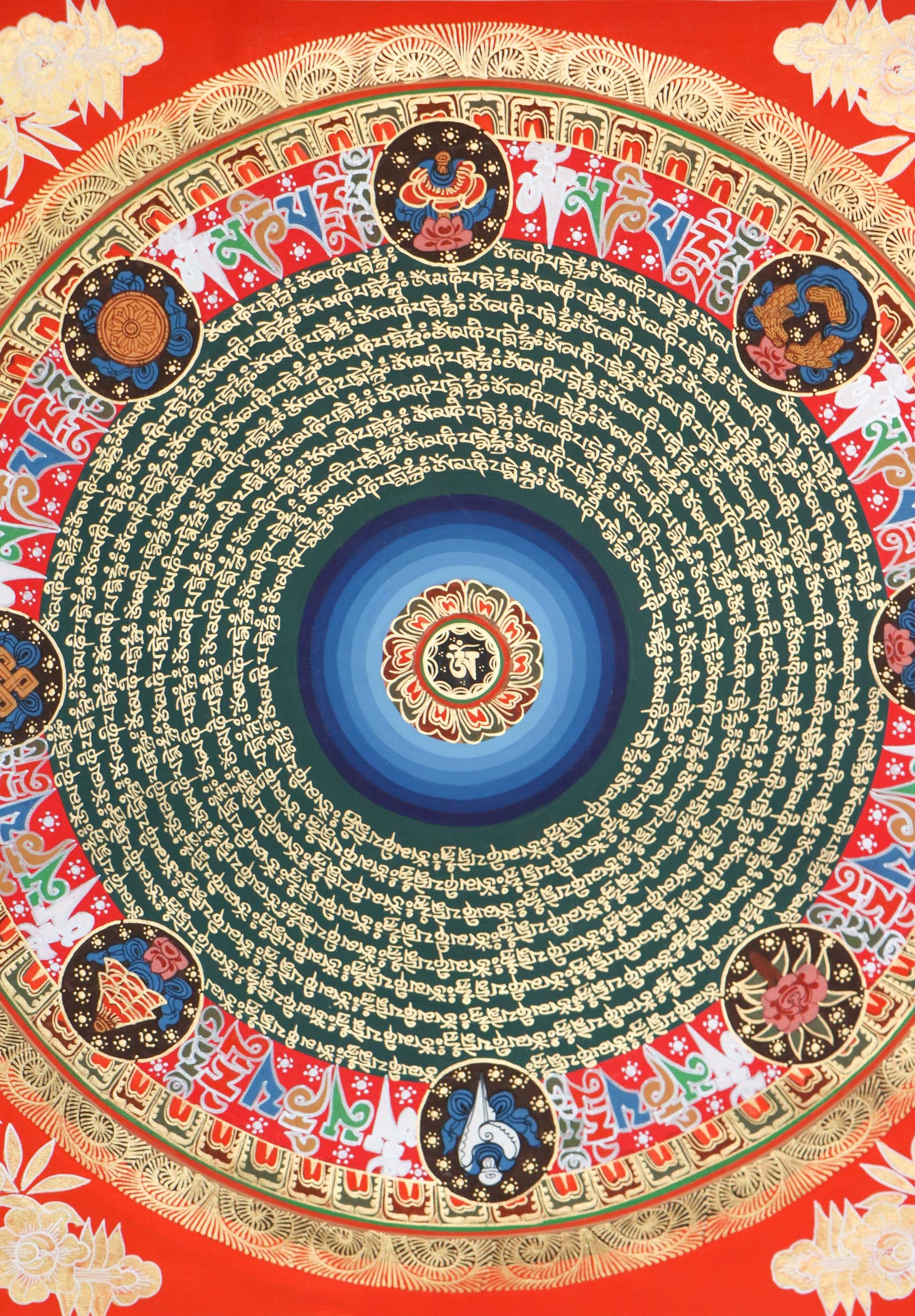 Beautiful Mantra Mandala Thangka for wall decor .
