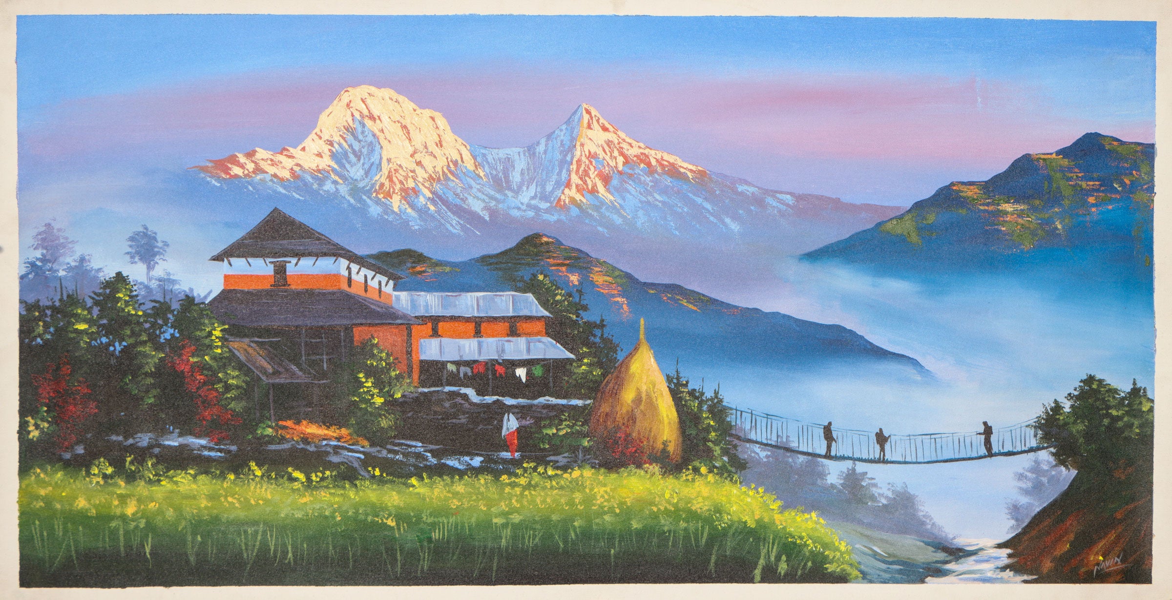 Oil Painting of Mount Annapurna for wall decor.