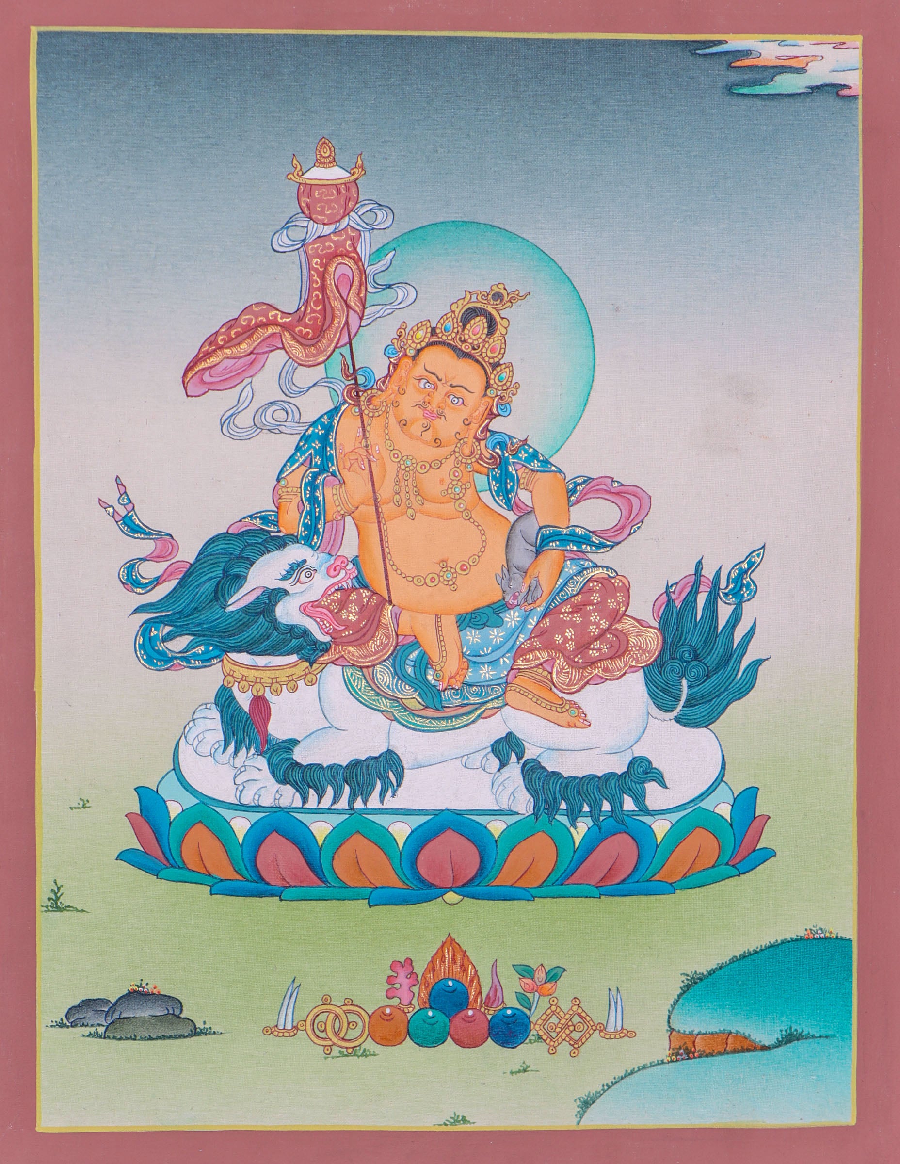 Singh Kuber Thangka for wealth, prosperity, and abundance.