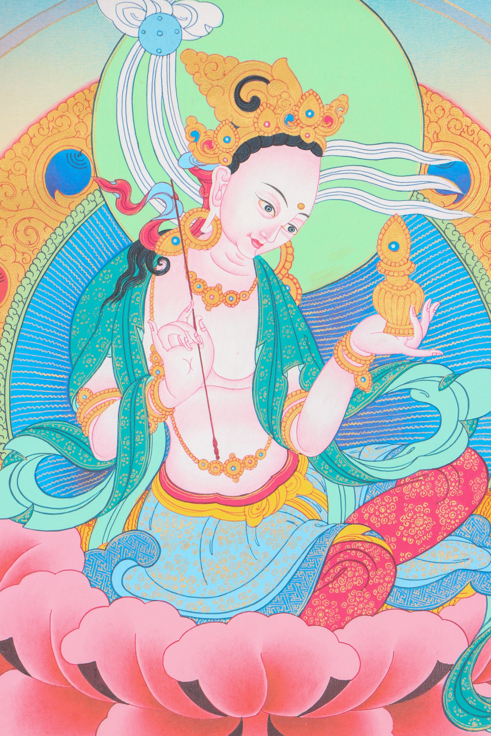 Yeshe Tsogyal Thangka Painting for aesthetic wall decor.
