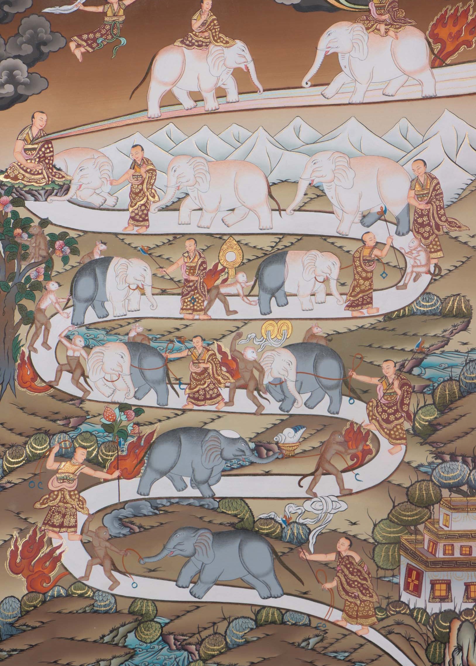 Samatha meditation Thangka painting - Guidance for Way to Heaven 