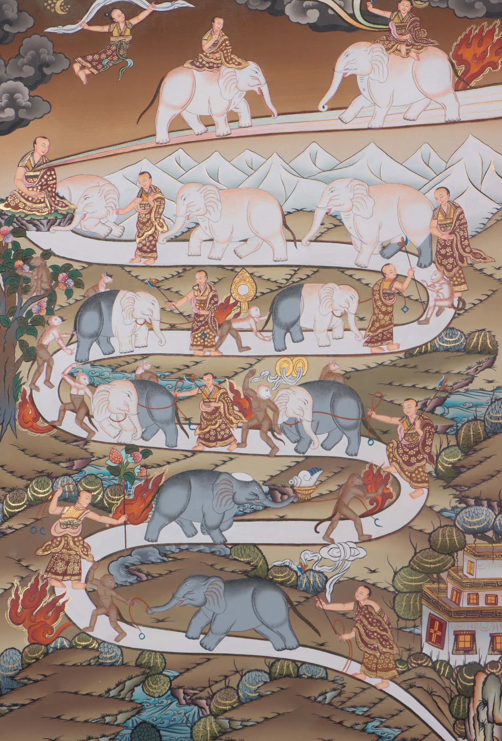 Samatha meditation Thangka painting - Guidance for Way to Heaven