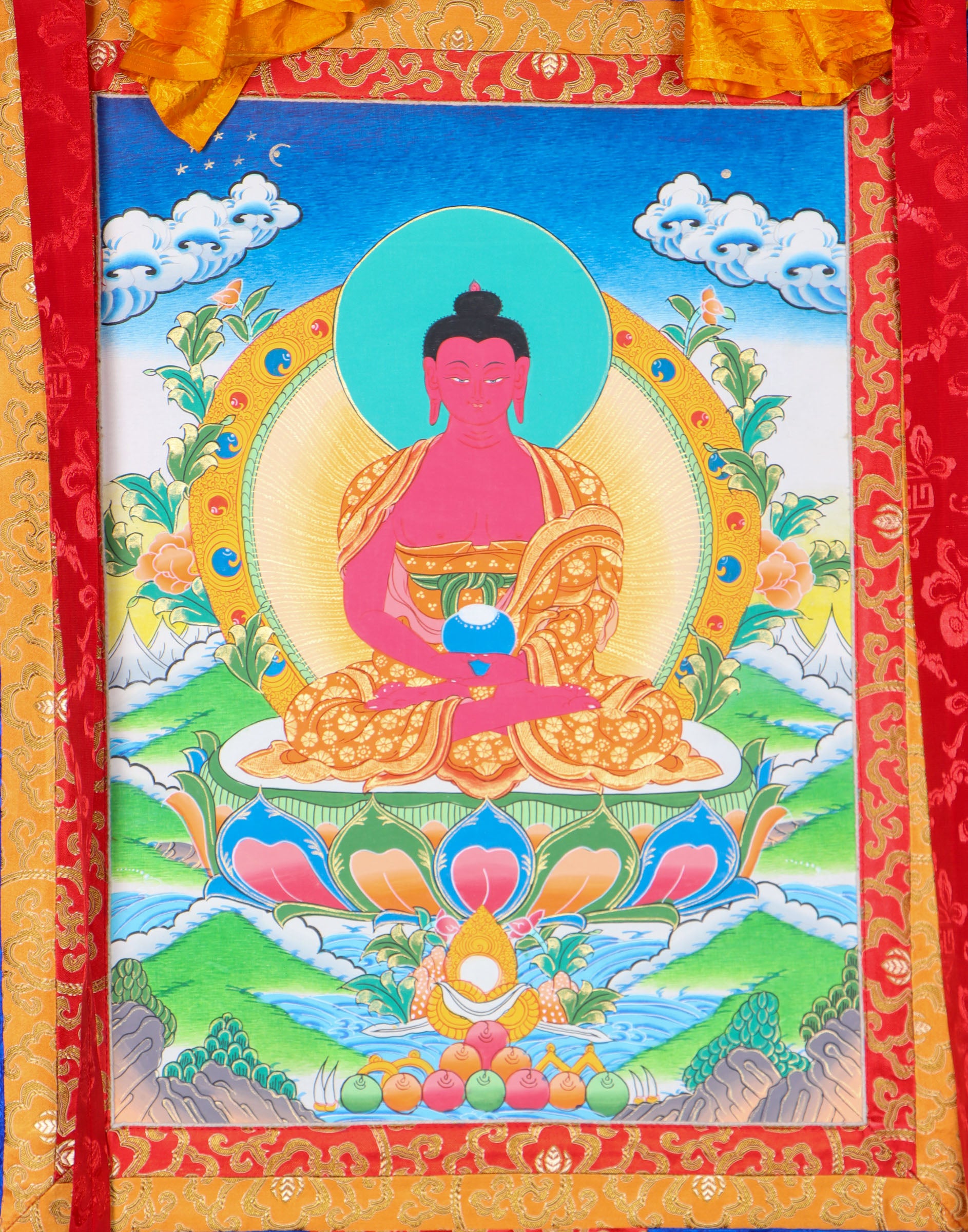 Amitabha Brocade Thangka for prayer.