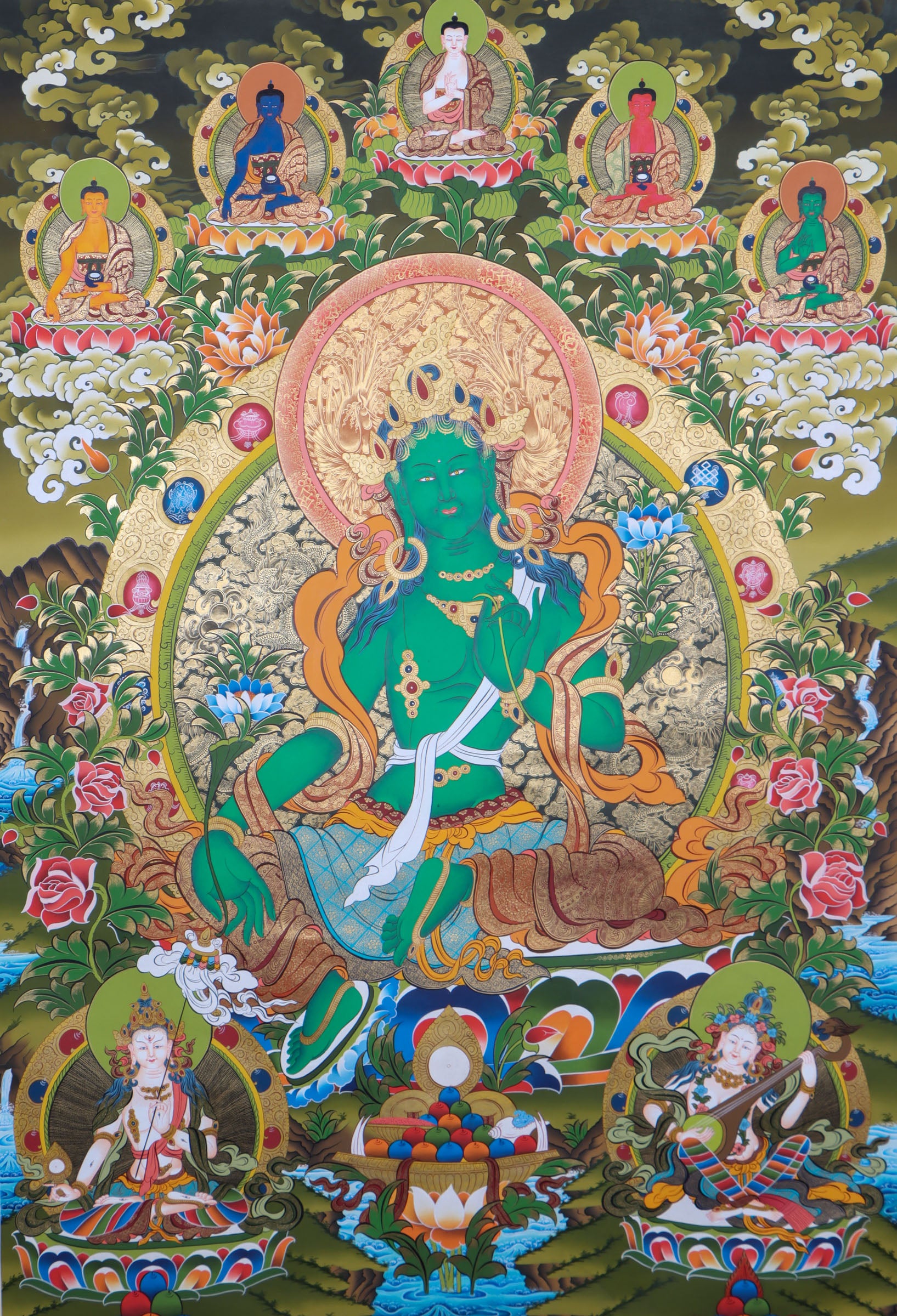 Green Tara Thangka Painting - Lucky Thanka
