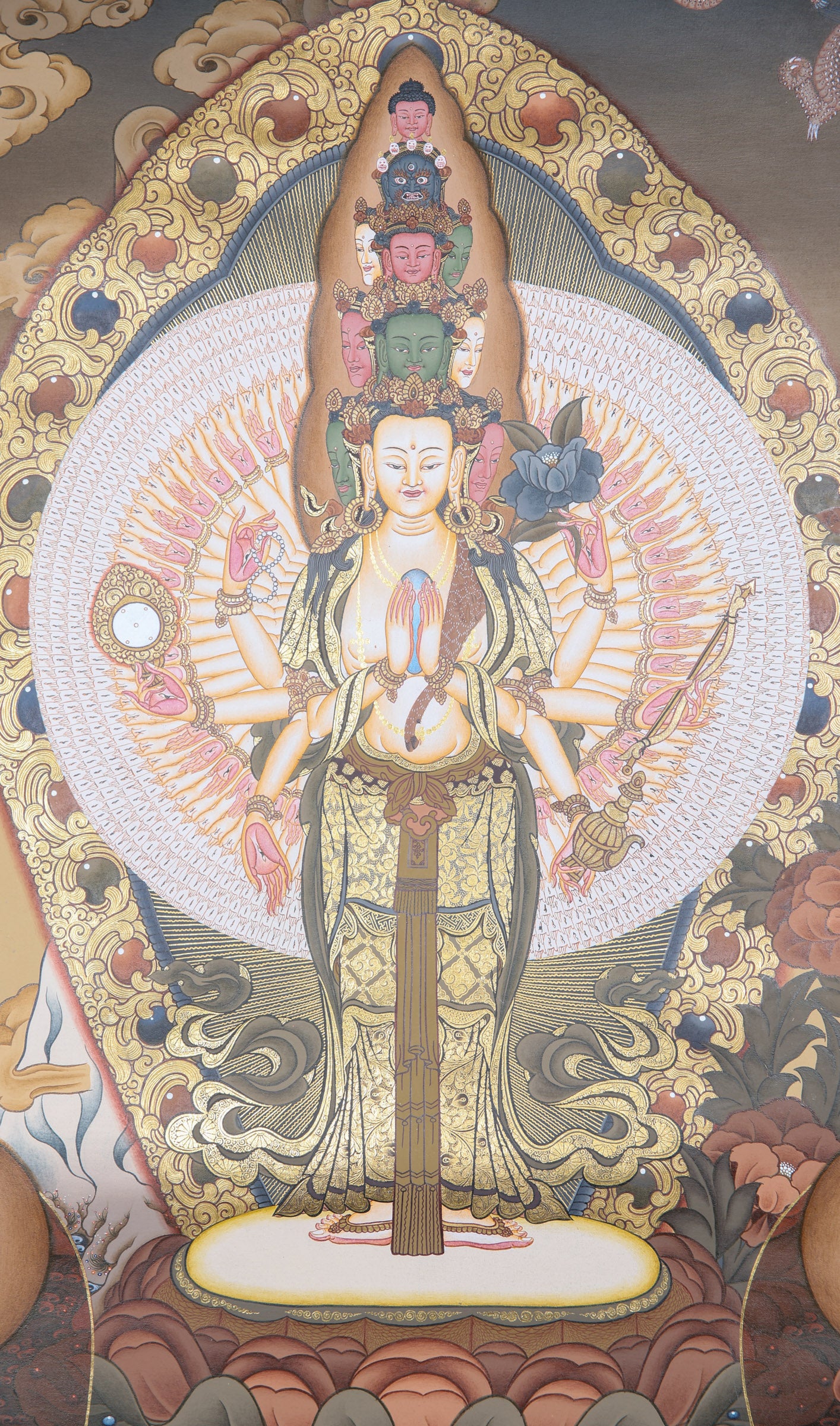 Avalokiteshvara Thangka Painting for prayer and devotion.