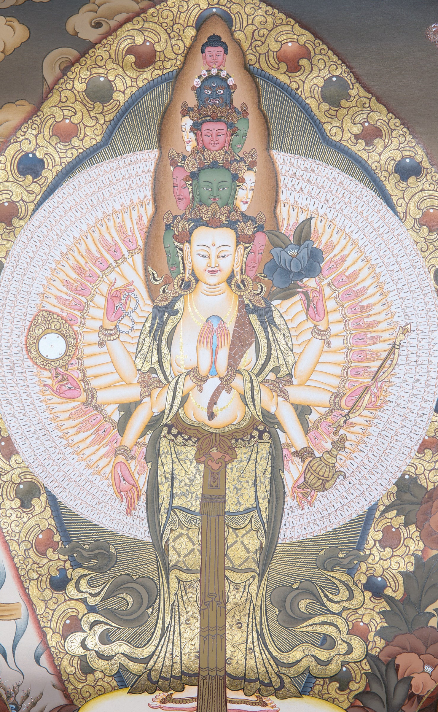 Avalokiteshvara Thangka Painting for prayer and devotion.