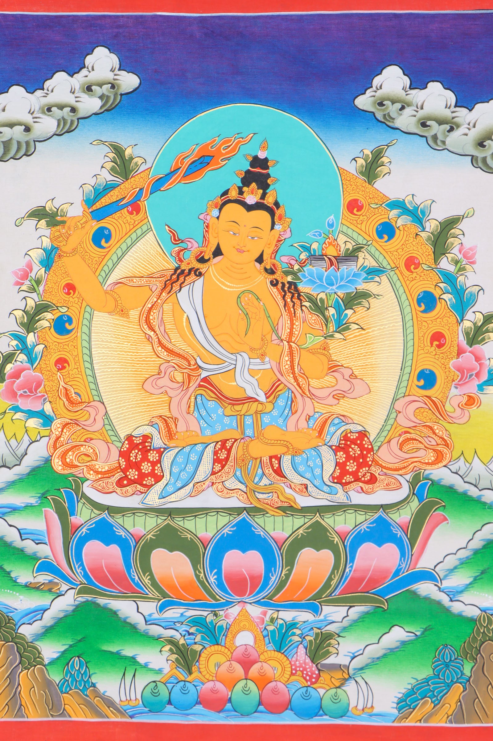Manjushree Thangka wisdom, discernment, and clarity of mind, 