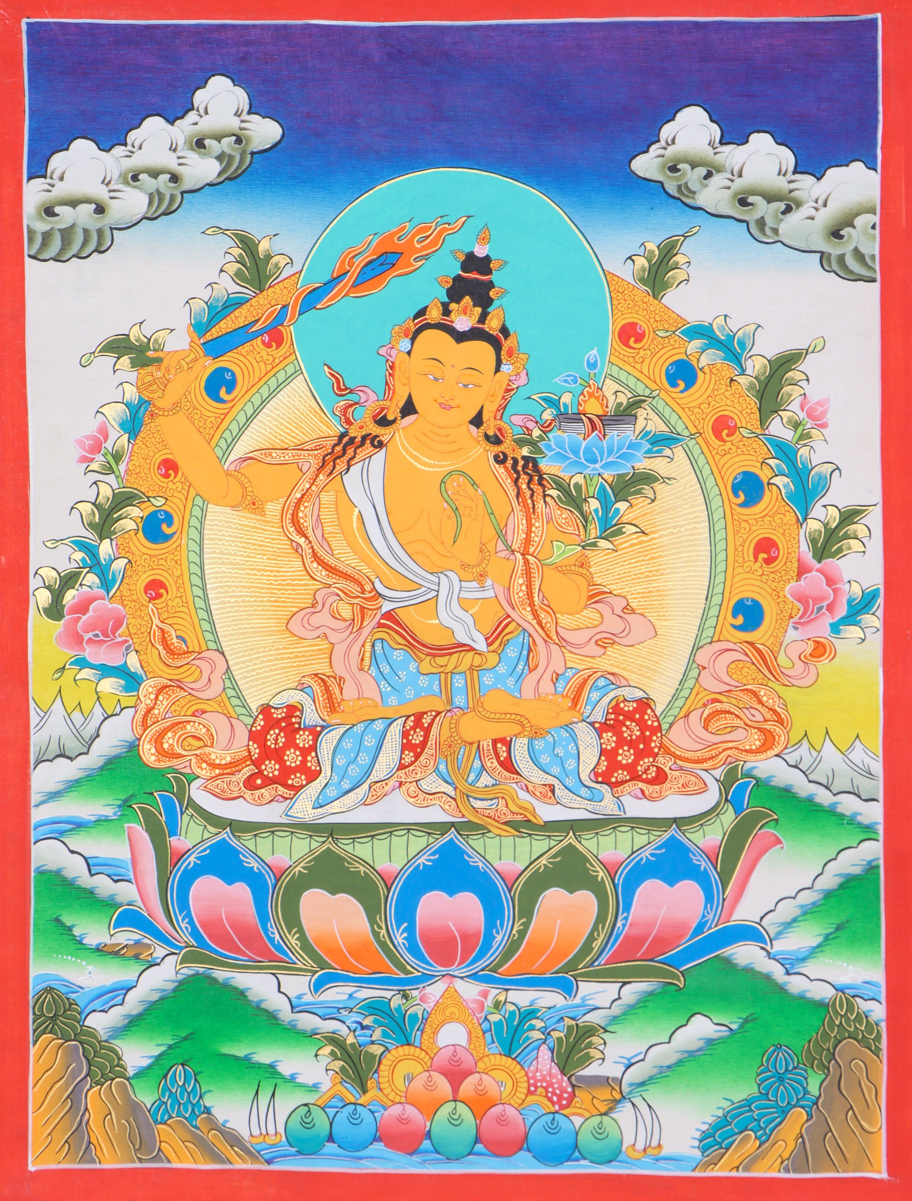 Manjushree Thangka wisdom, discernment, and clarity of mind,
