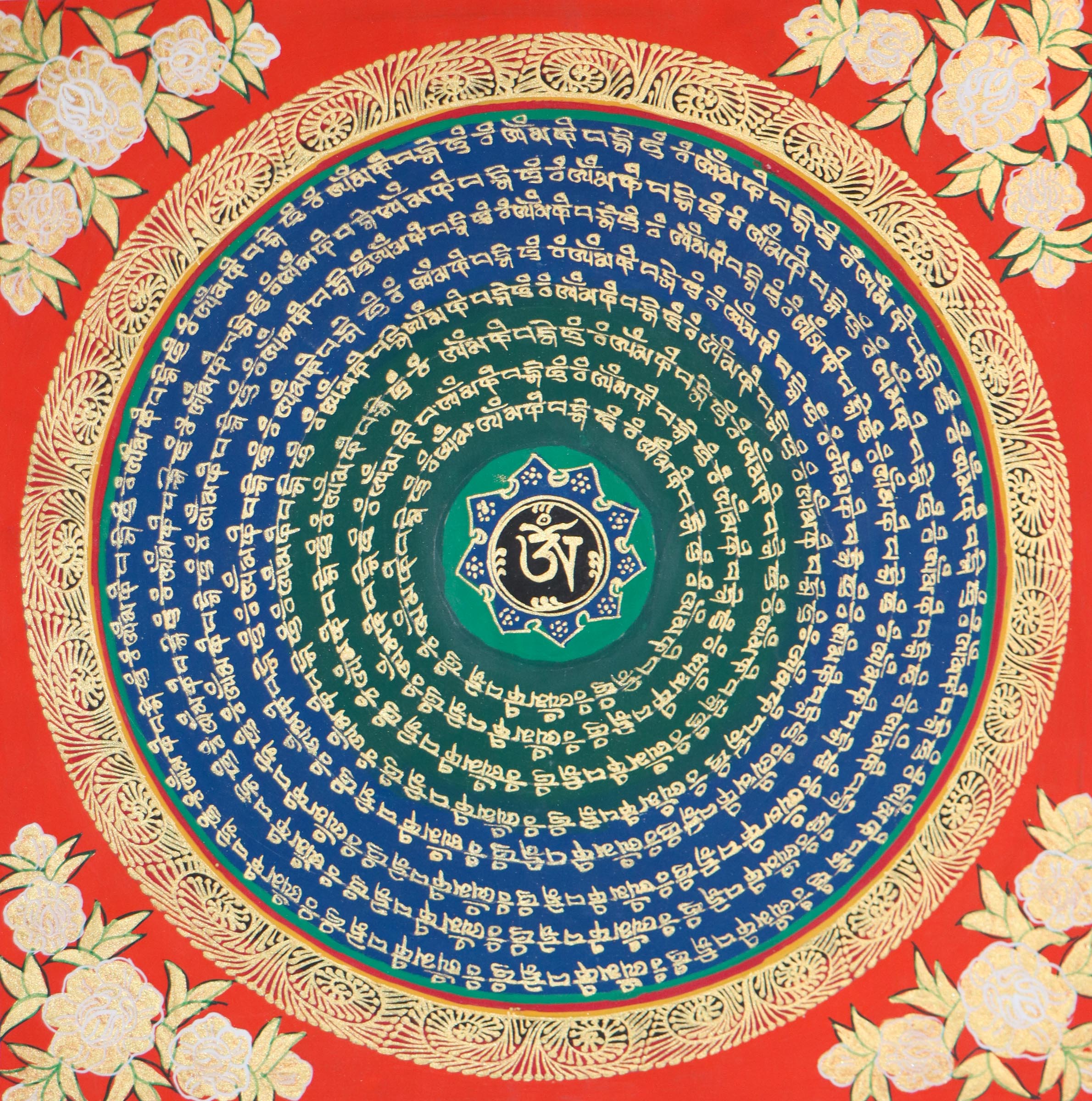 Mantra Mandala Thangka helps encourage spiritual growth, and provide guidance and protection.