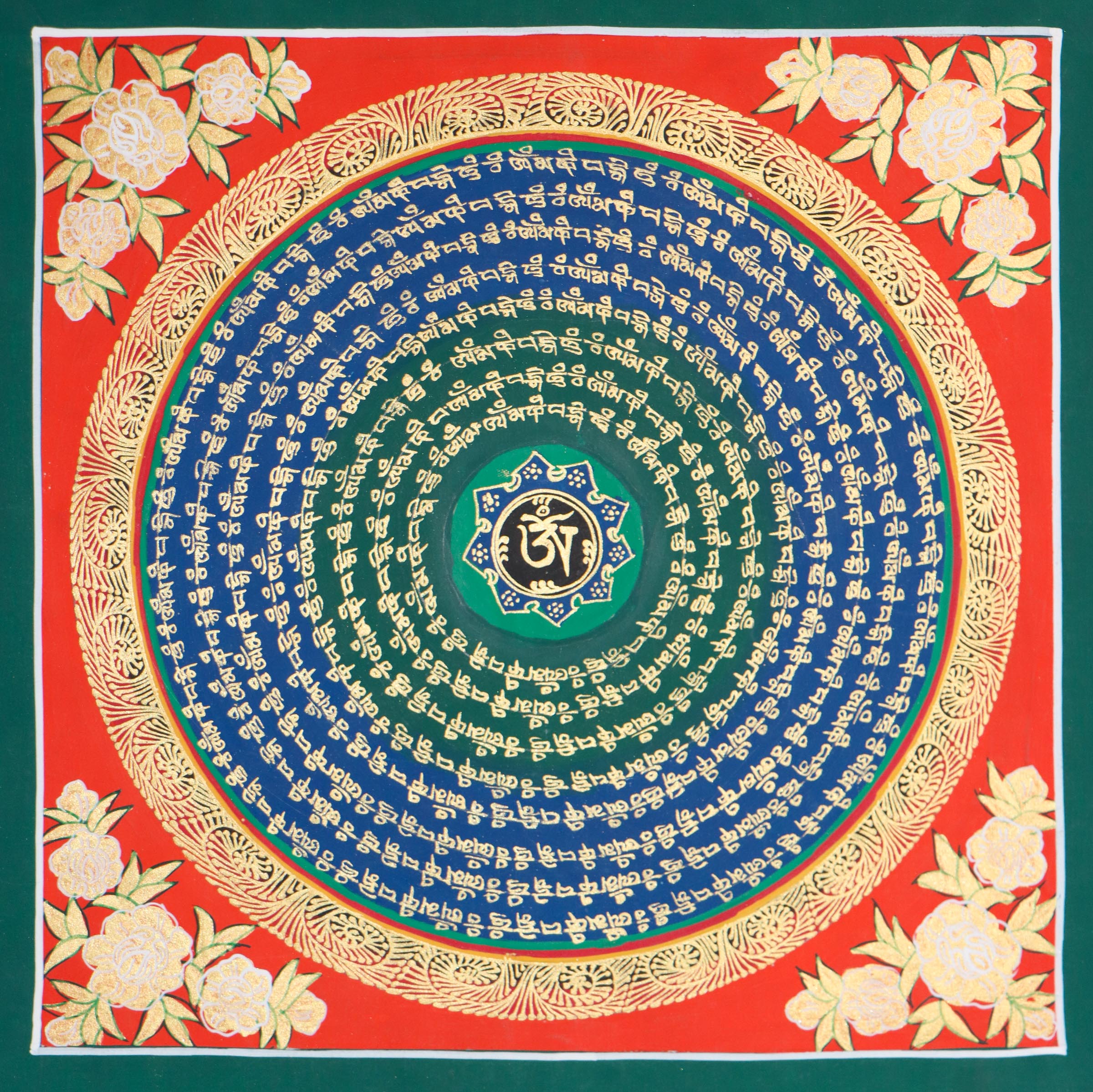 Mantra Mandala Thangka helps encourage spiritual growth, and provide guidance and protection.