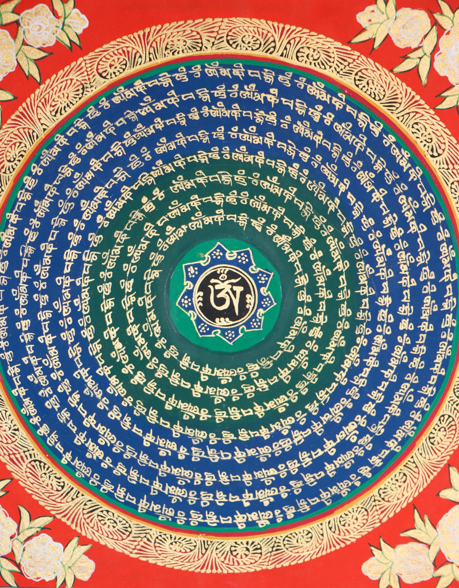 Mantra Mandala Thangka helps encourage spiritual growth, and provide guidance and protection.