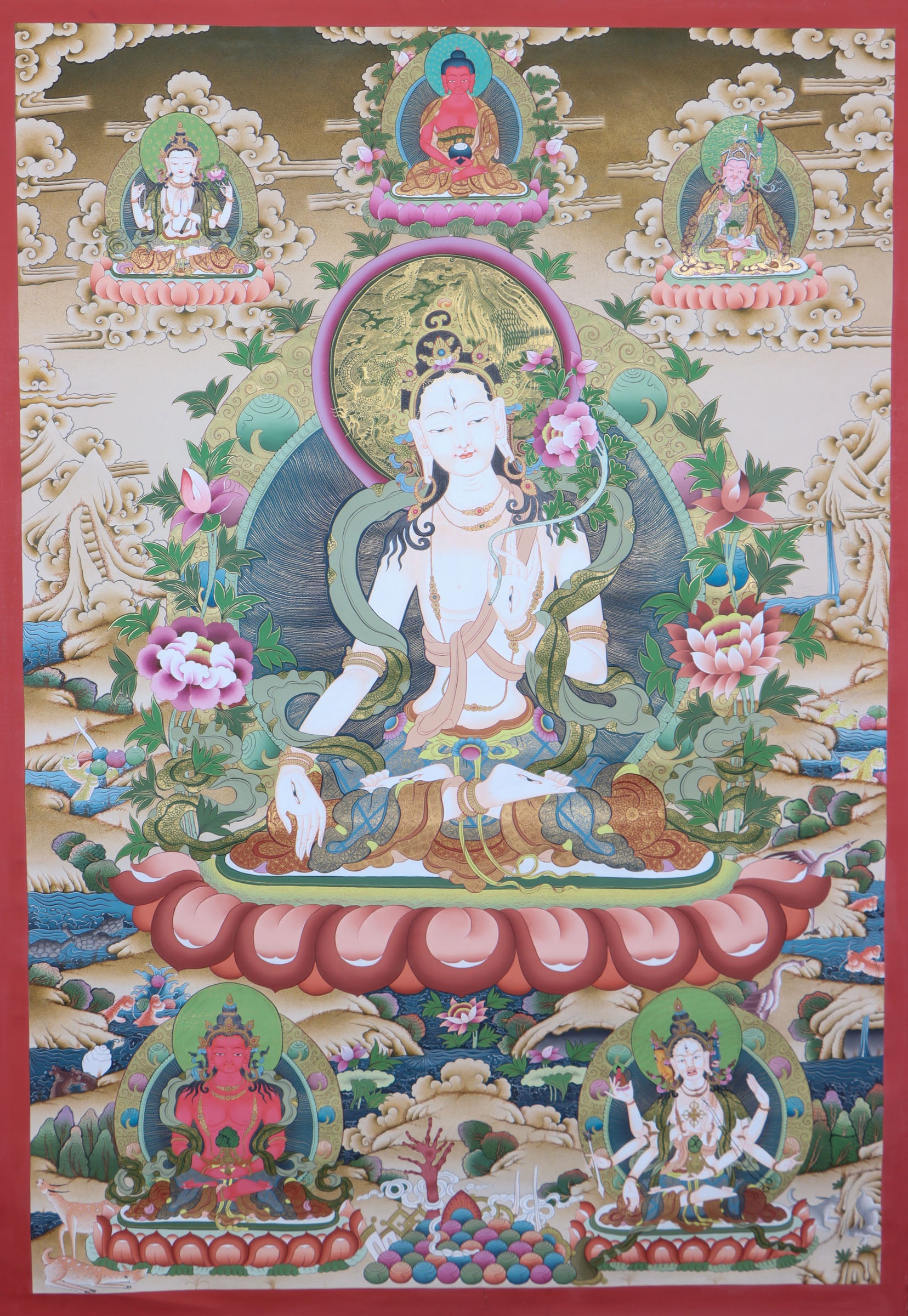 White Tara Thangka Painting - Tibetan art