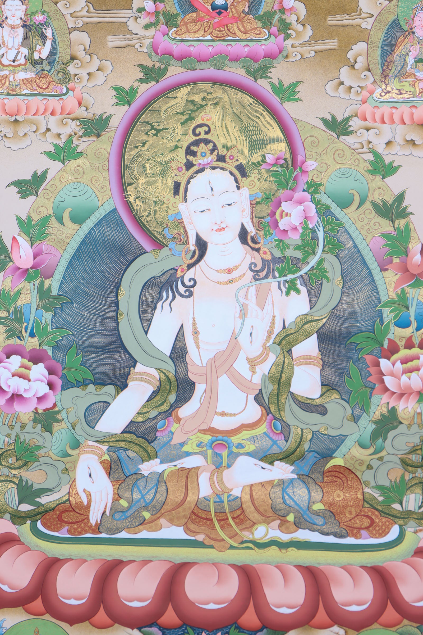 White Tara Thangka Painting - Tibetan art