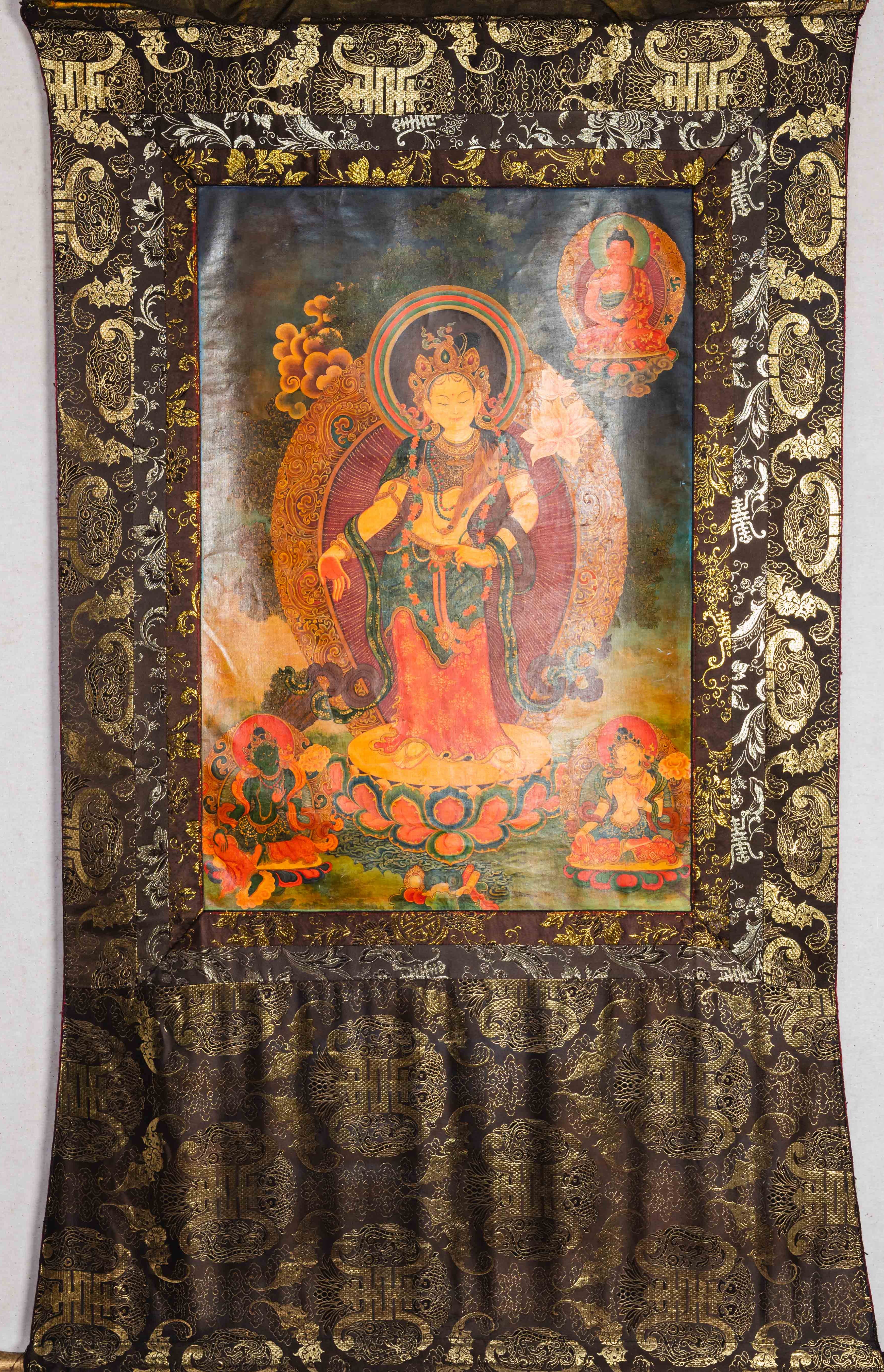 Antique Avalokiteshvara Thangka for prayer and meditation..