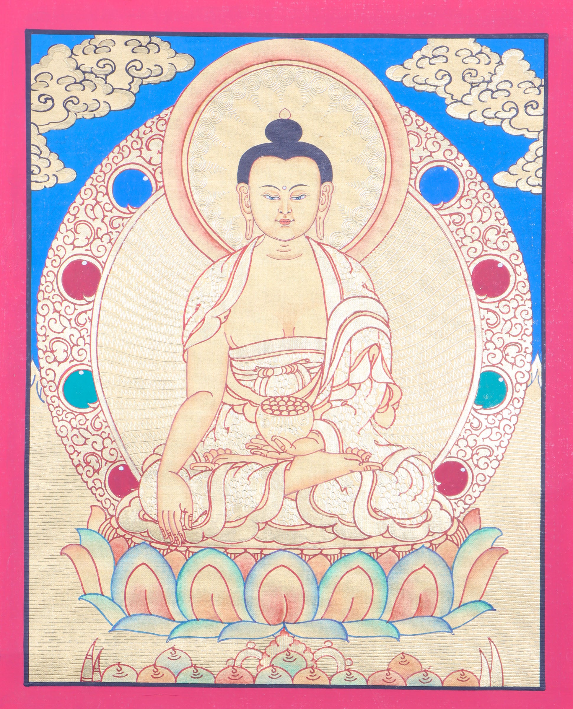 Shakyamuni Buddha Thangka for wall decor and meditation .