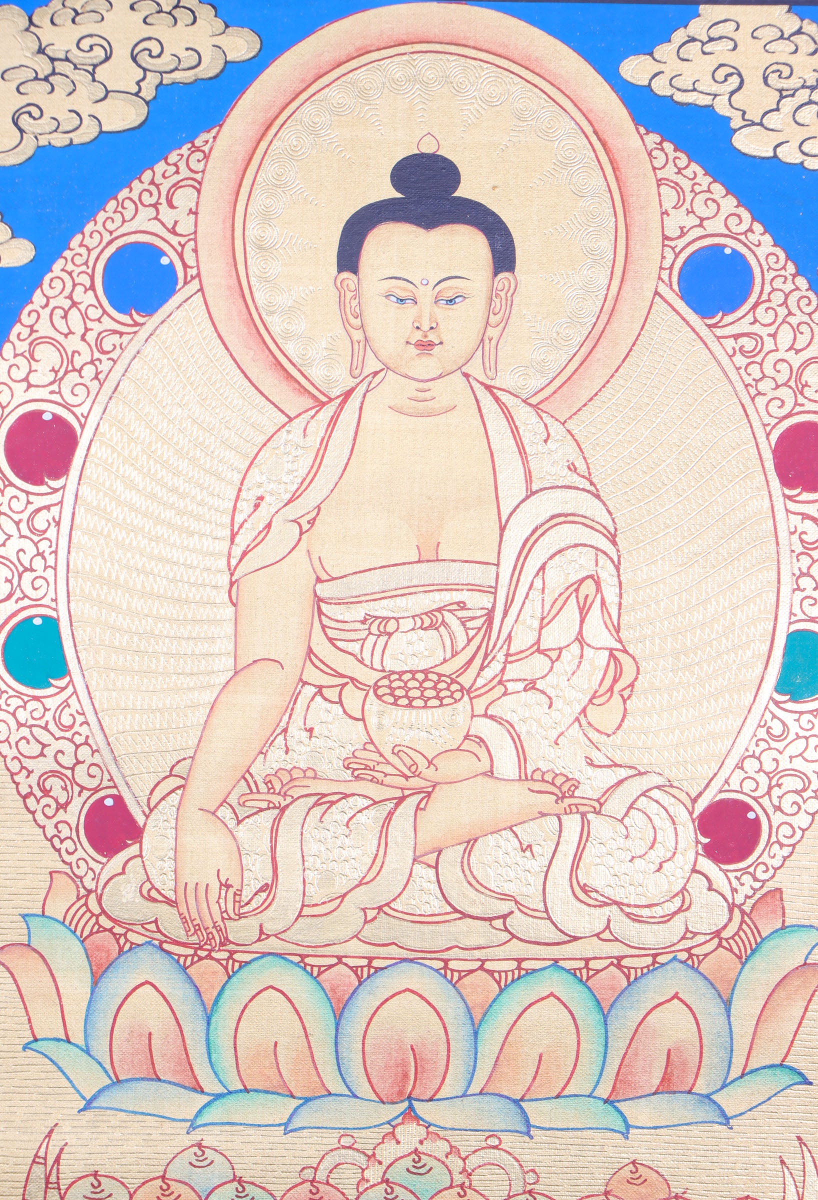 Shakyamuni Buddha Thangka for wall decor and meditation .